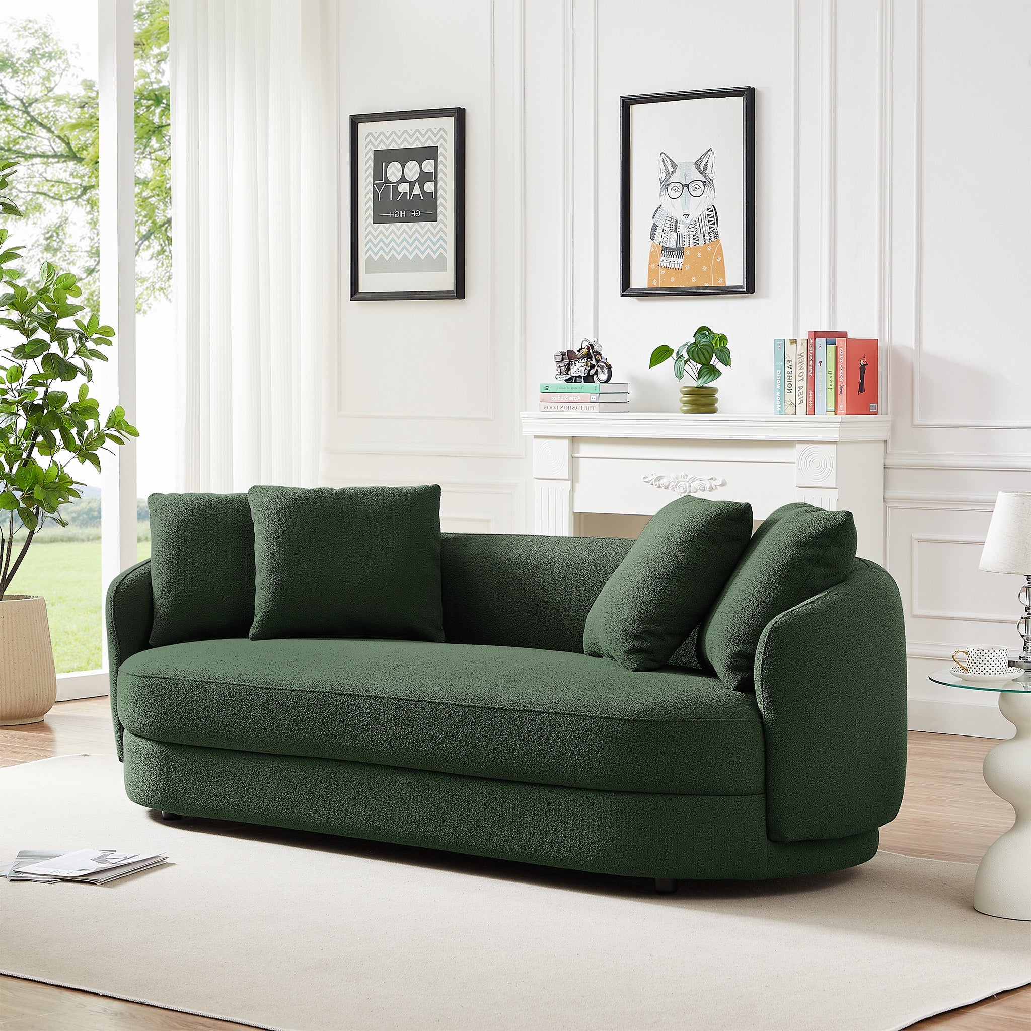 Dylan Modern French Olive Green Boucle Sofa - Image 4
