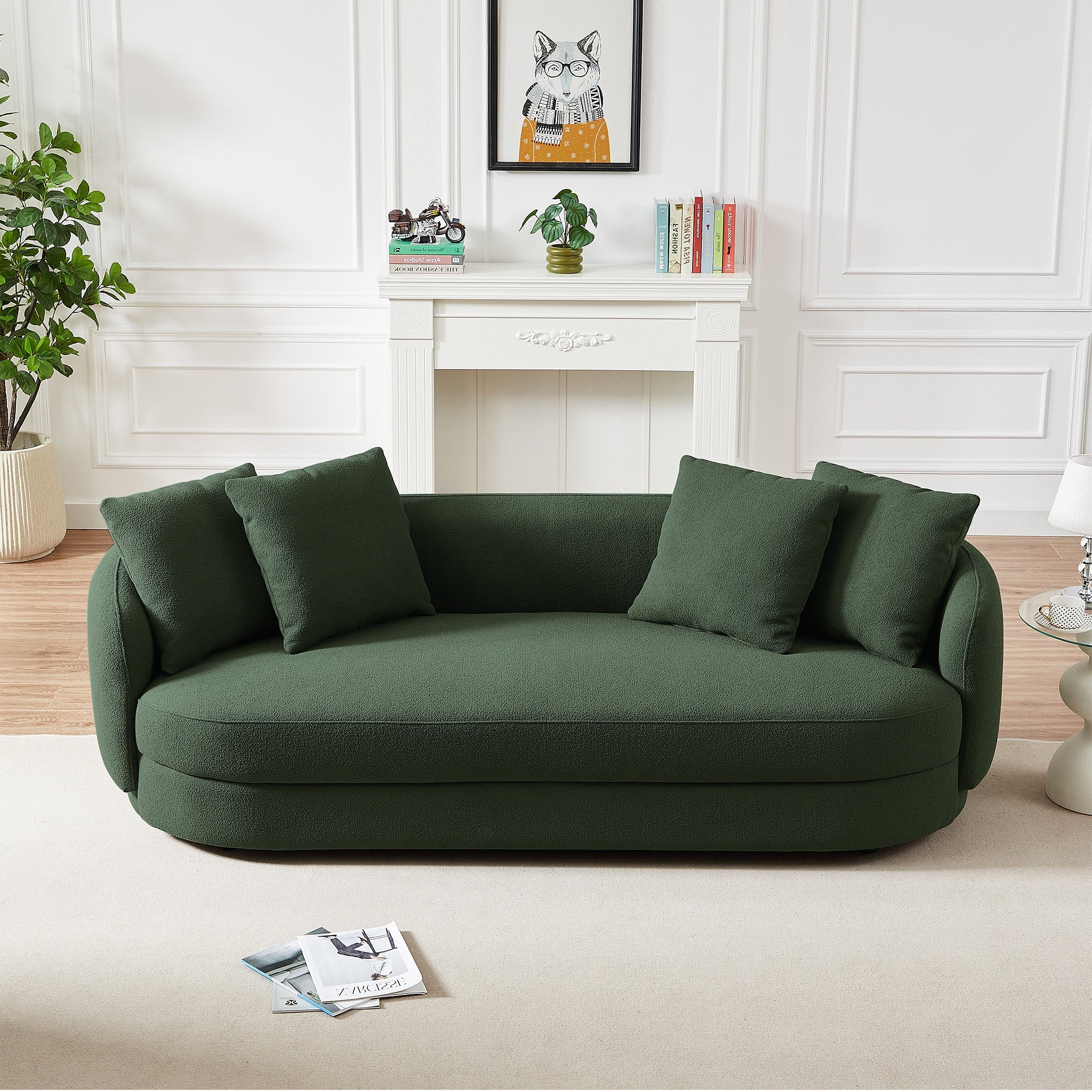 Dylan Modern French Olive Green Boucle Sofa - Image 5