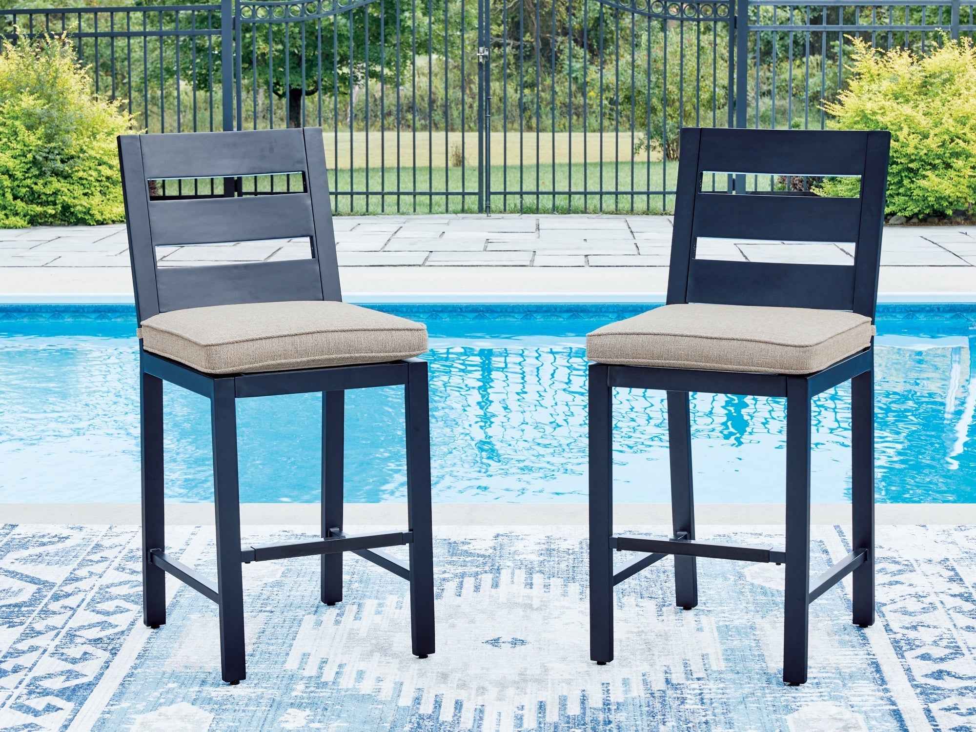 East Beach Blue Outdoor Counter Height Bar Stool (Set of 2) - Image 8