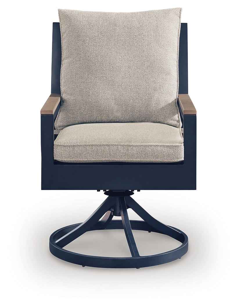 East Beach Blue Outdoor Swivel Chair with Cushion (Set of 2) - Image 4