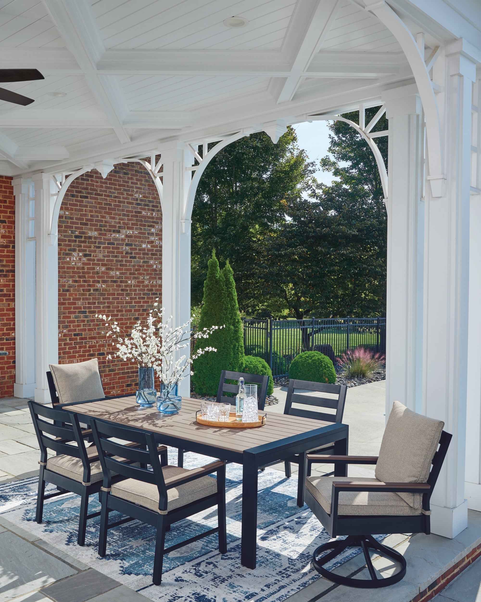 East Beach Navy Blue/Driftwood Outdoor Dining Table and 6 Chairs - Image 7