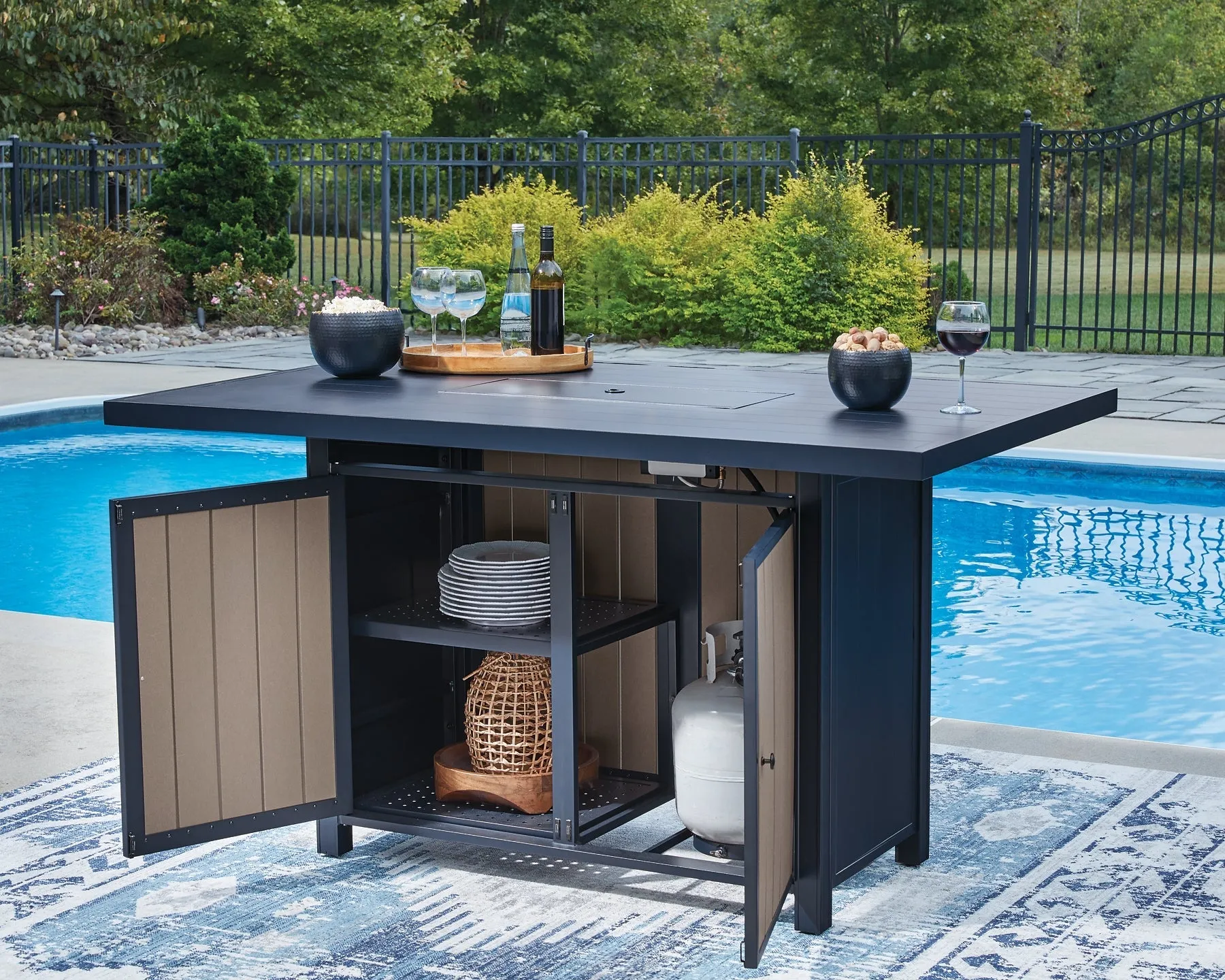 East Beach Rectangular Bar Table w/Fire Pit - Image 7