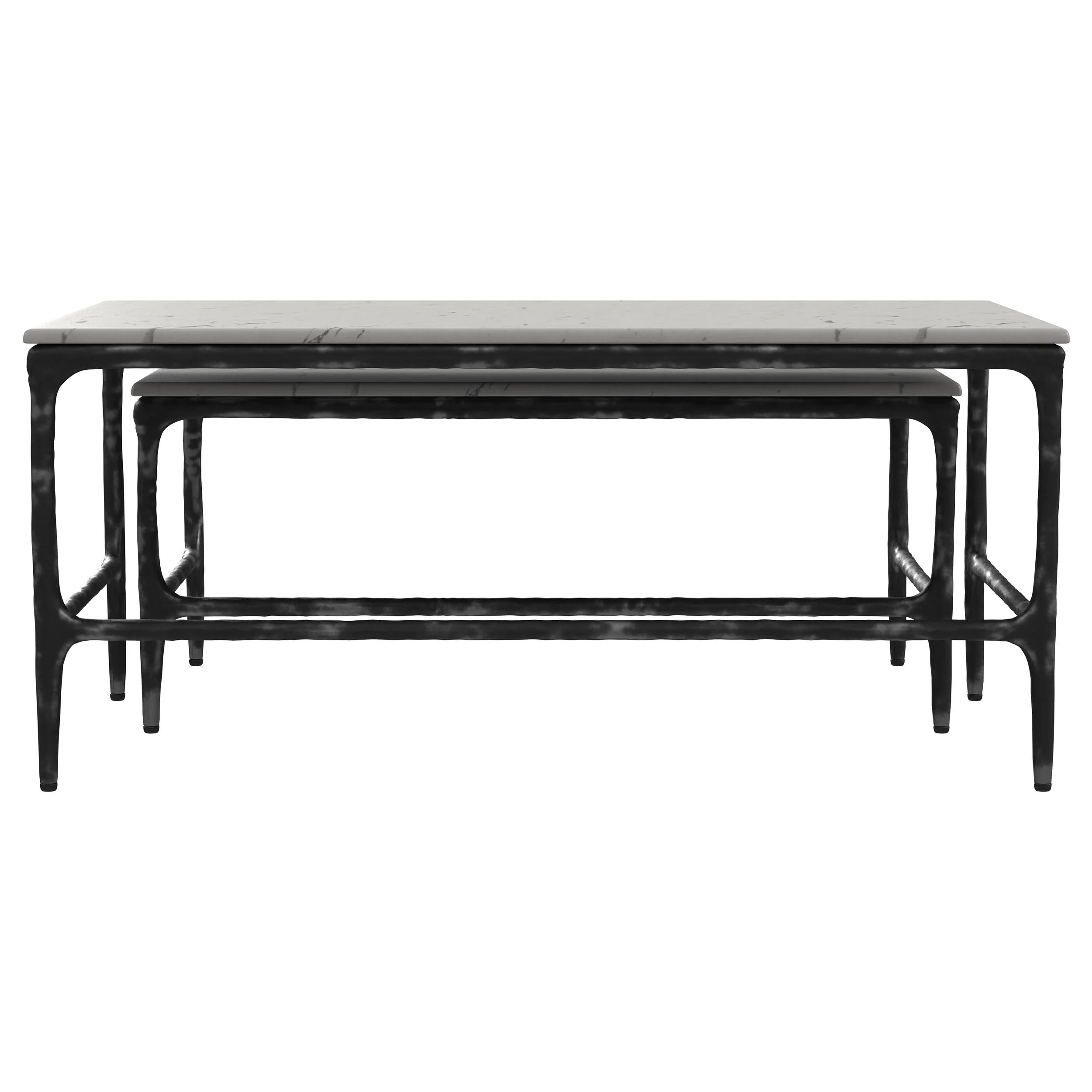 Ebby White 2-Piece Genuine Marble Top Nesting Coffee Tables - Image 7