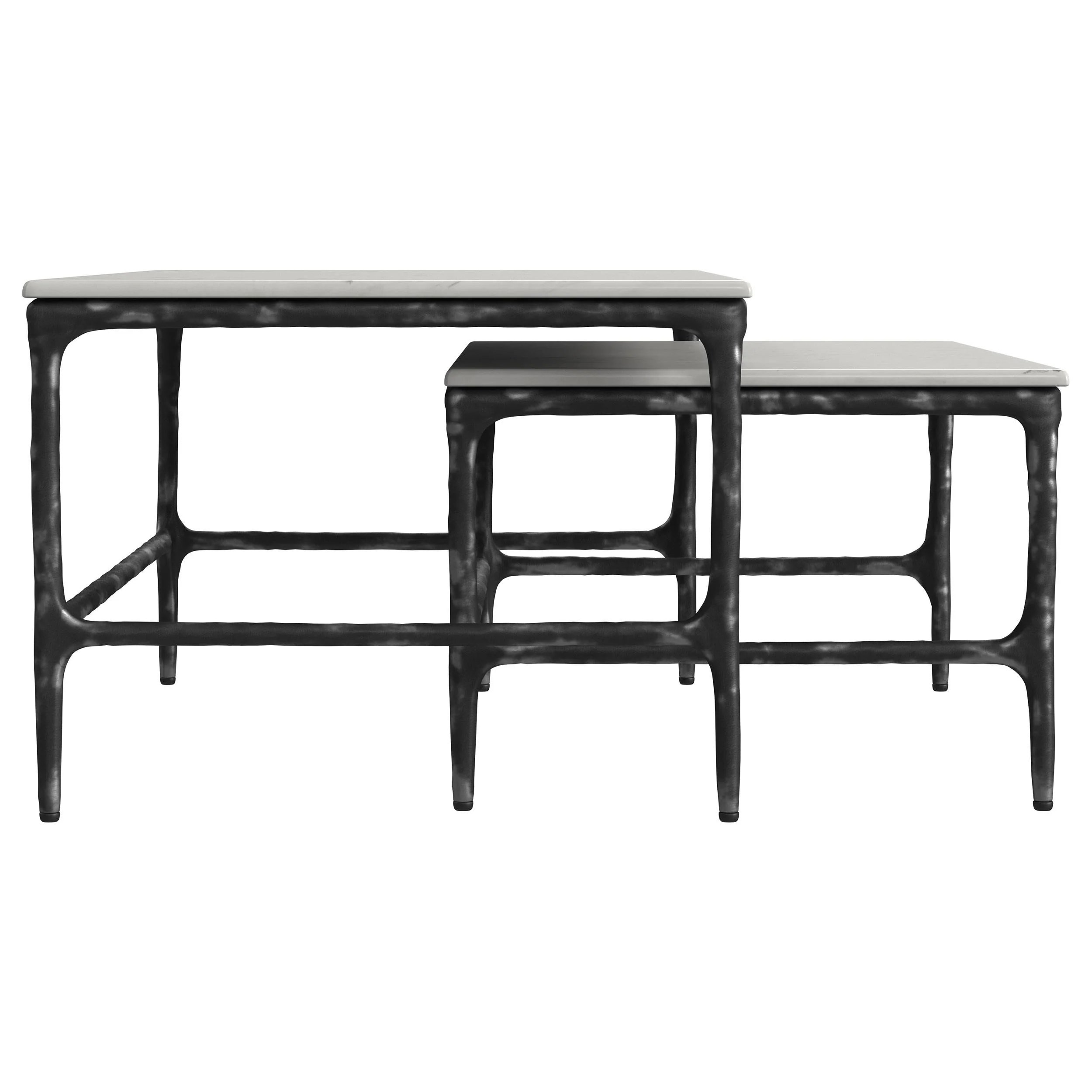 Ebby White 2-Piece Genuine Marble Top Nesting Coffee Tables - Image 9