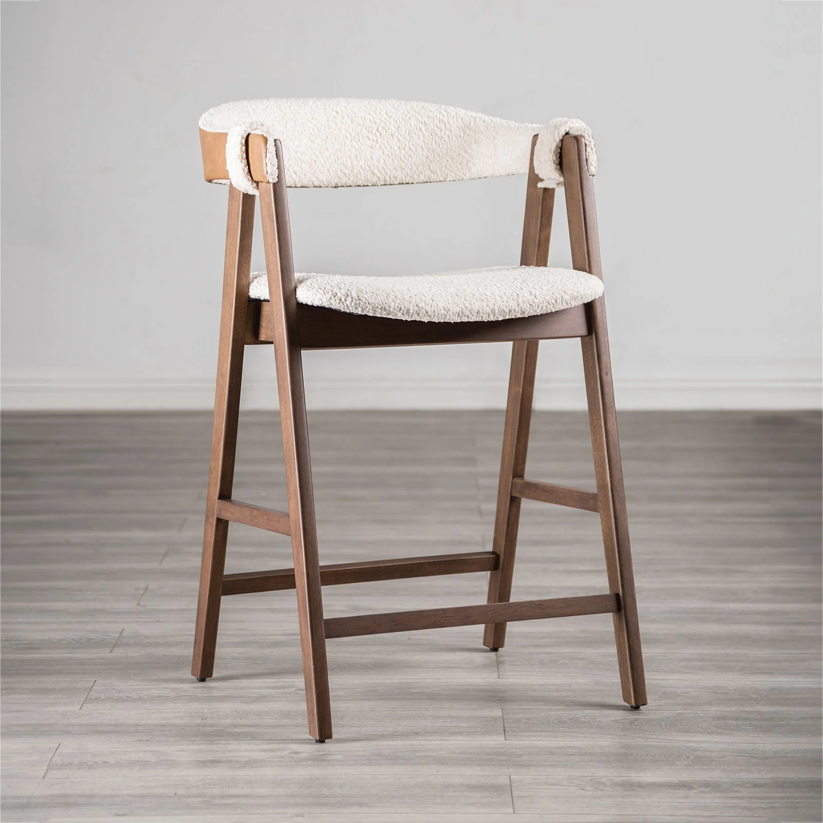Ebikon Walnut/Beige Counter Stool