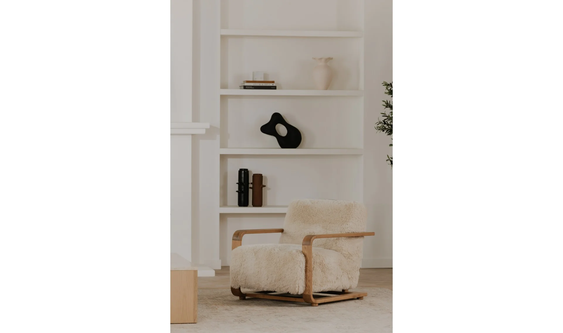 Eckersley Lounge Chair Cream Faux Fur - Image 6