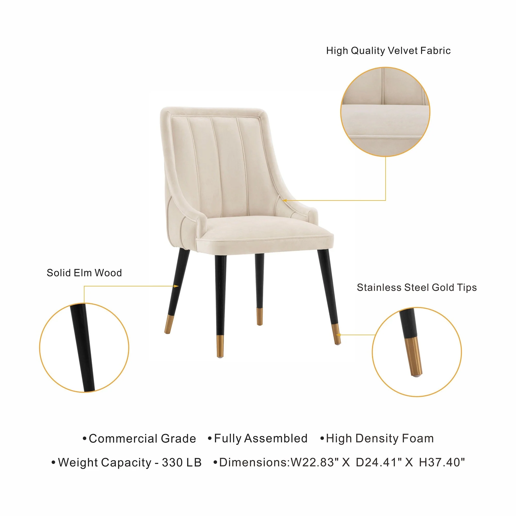 Eda Dining Chair in Cream - Image 4