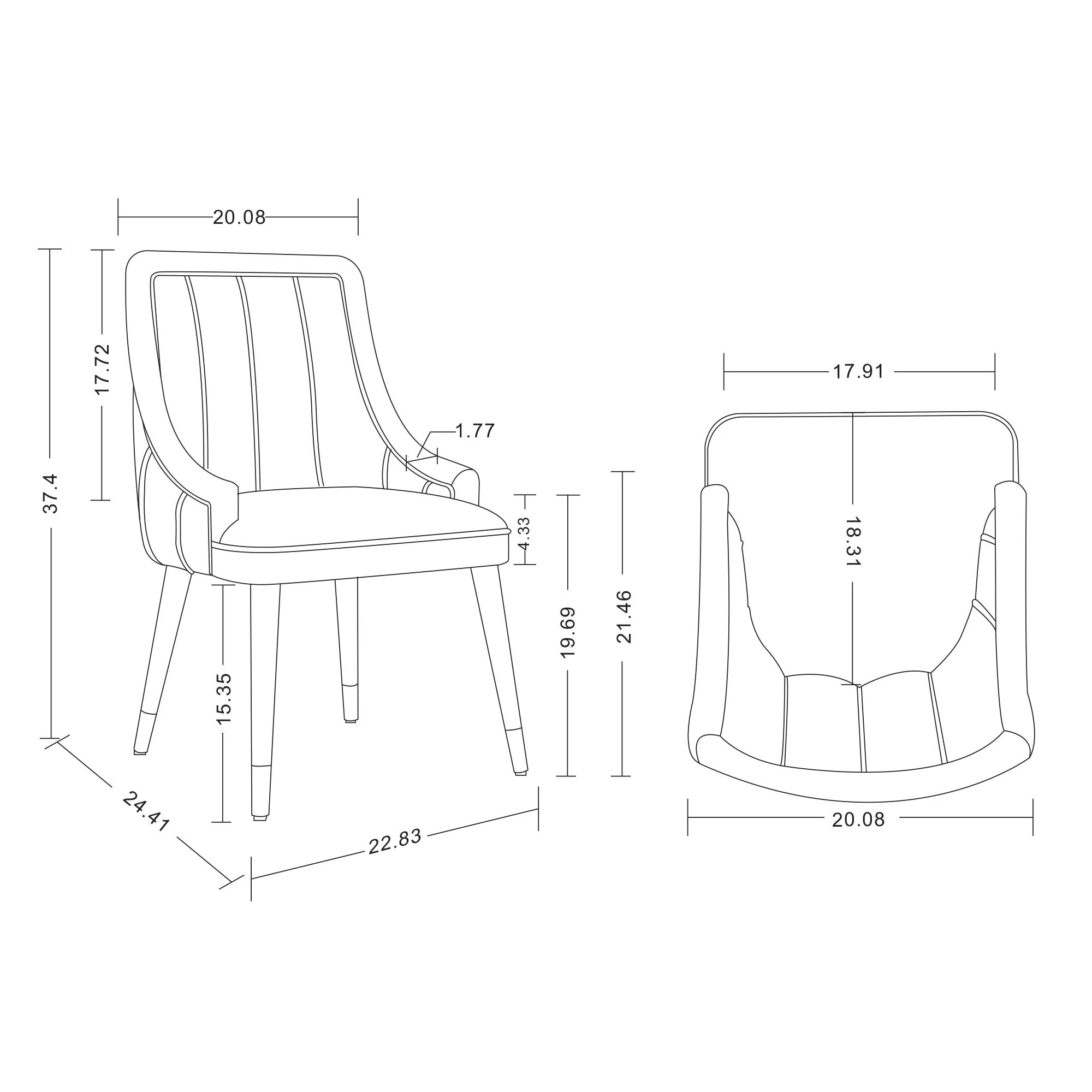 Eda Dining Chair in Grey - Image 3