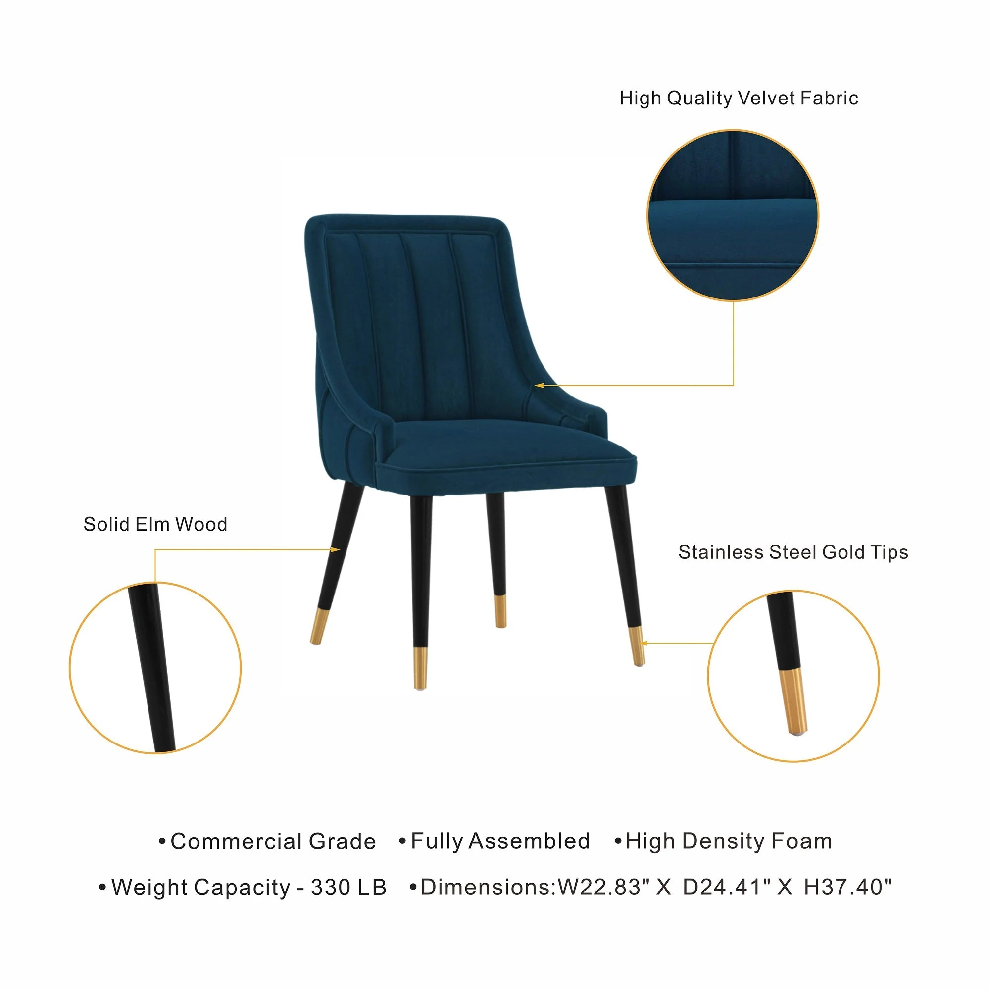 Eda Dining Chair in Midnight Blue - Image 4