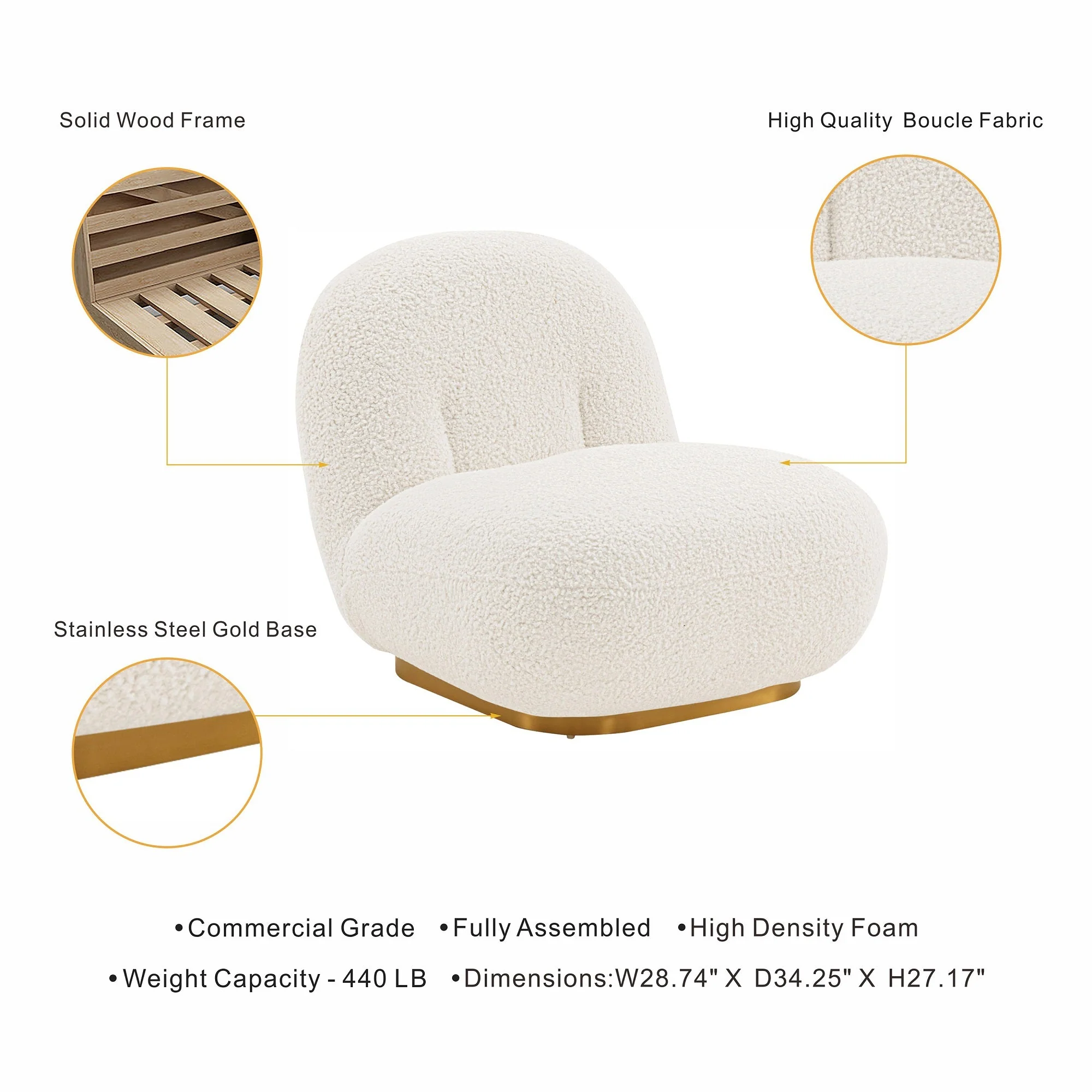 Edina Accent Chair in White (set of 2) - Image 3