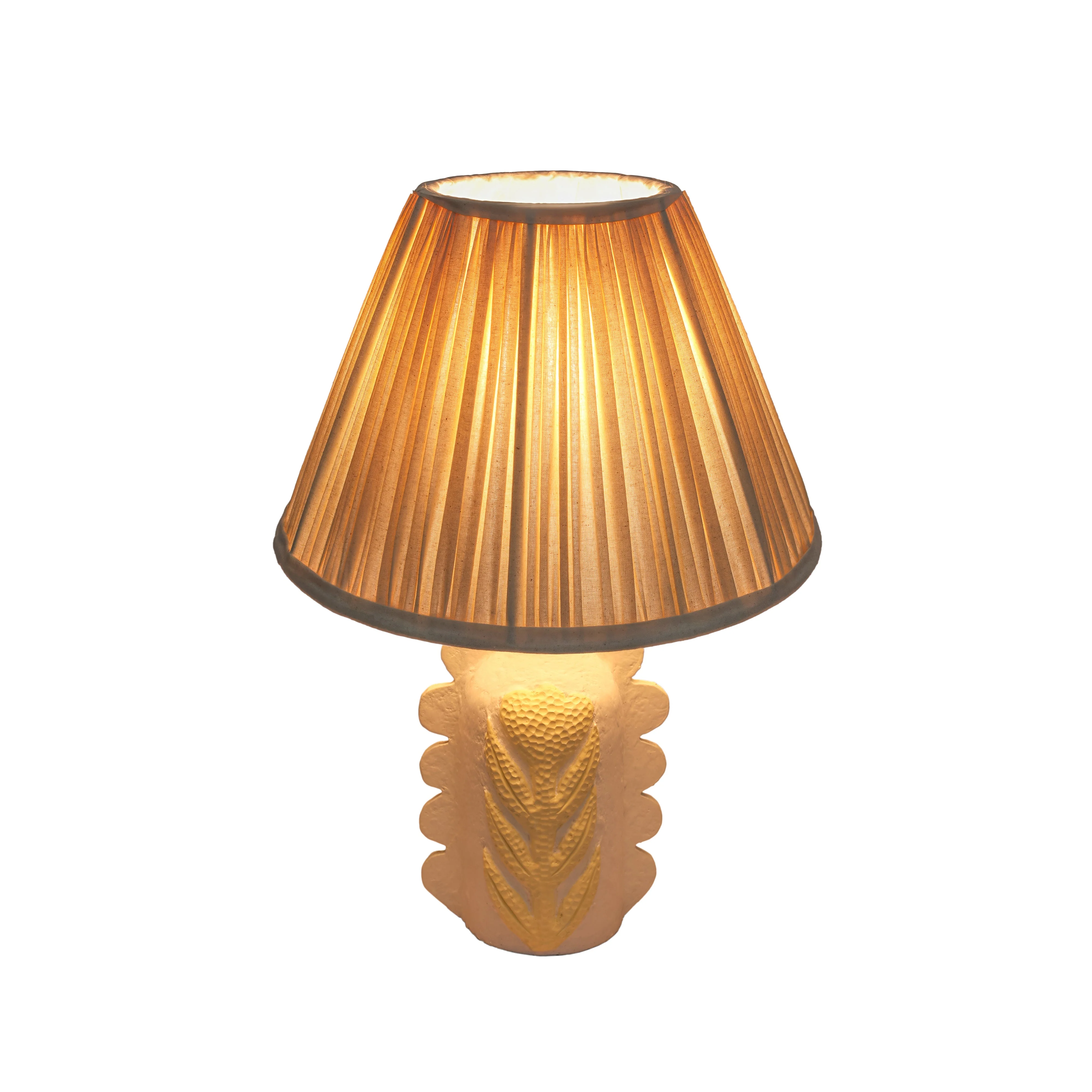 Edith Scalloped Papier Mache Flower Pleated Table Lamp - Image 4