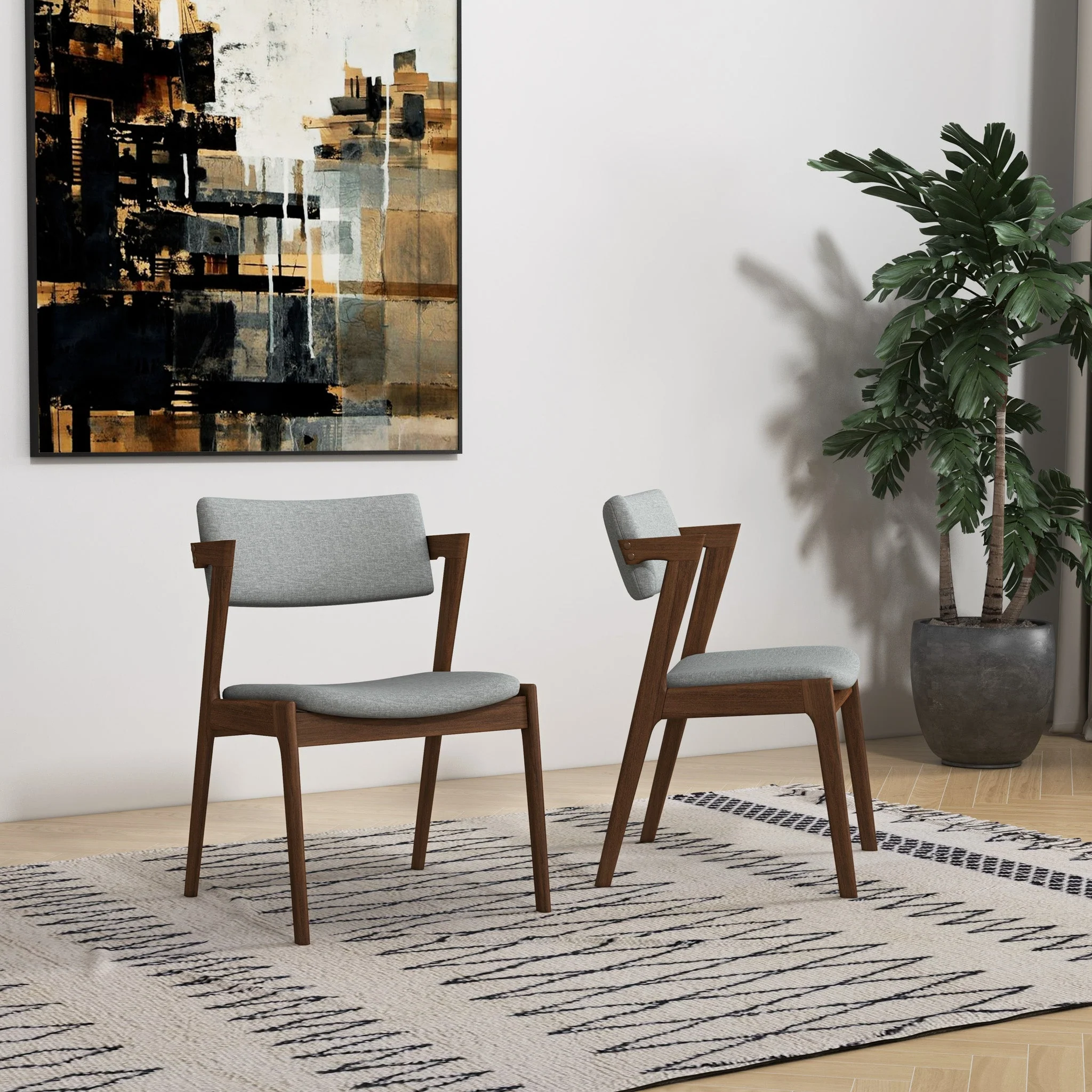 Edwin Light Gray Fabric Dining Chair (Set Of 2) - Image 4