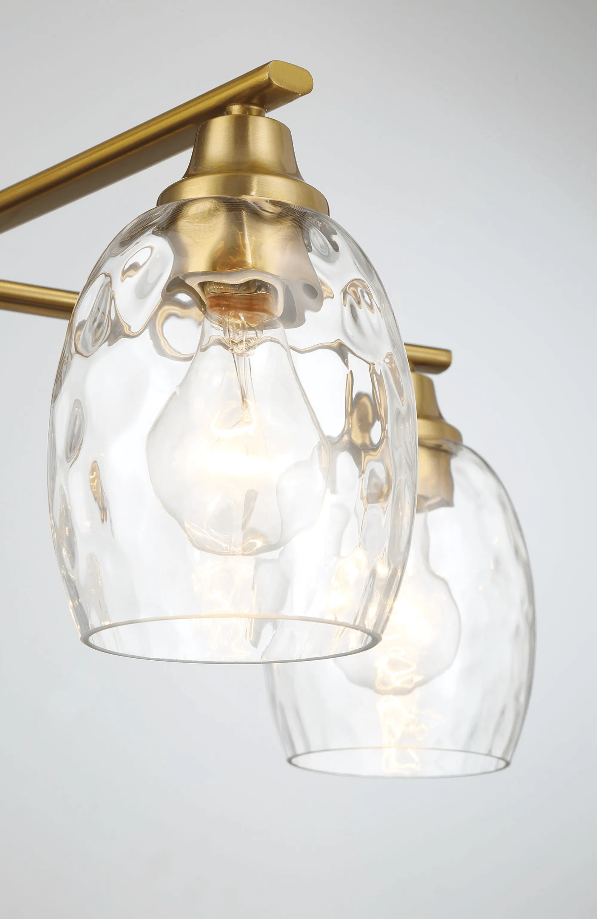 Elegance Five Lights Linear Arms with Golden Brass Finish Chain Chandelier 24"W × 8.5"H with Clear Water Glass - Image 2