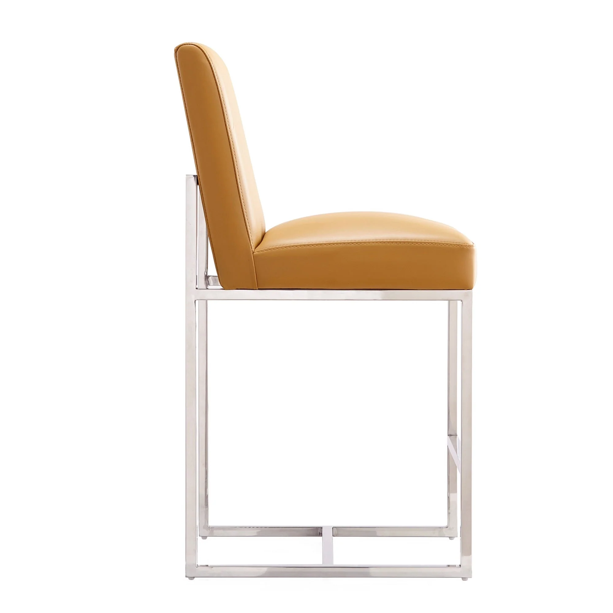 Element 24" Faux Leather Counter Stool in Camel and Polished Chrome - Image 7