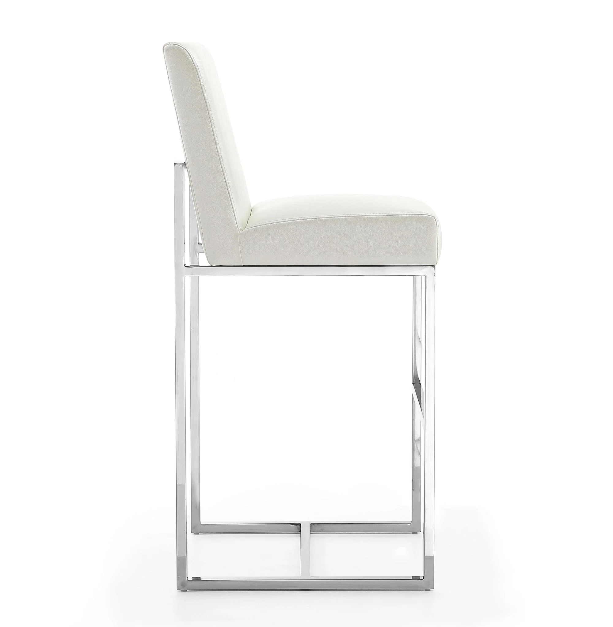 Element 29" Faux Leather Bar Stool in Pearl White and Polished Chrome - Image 5