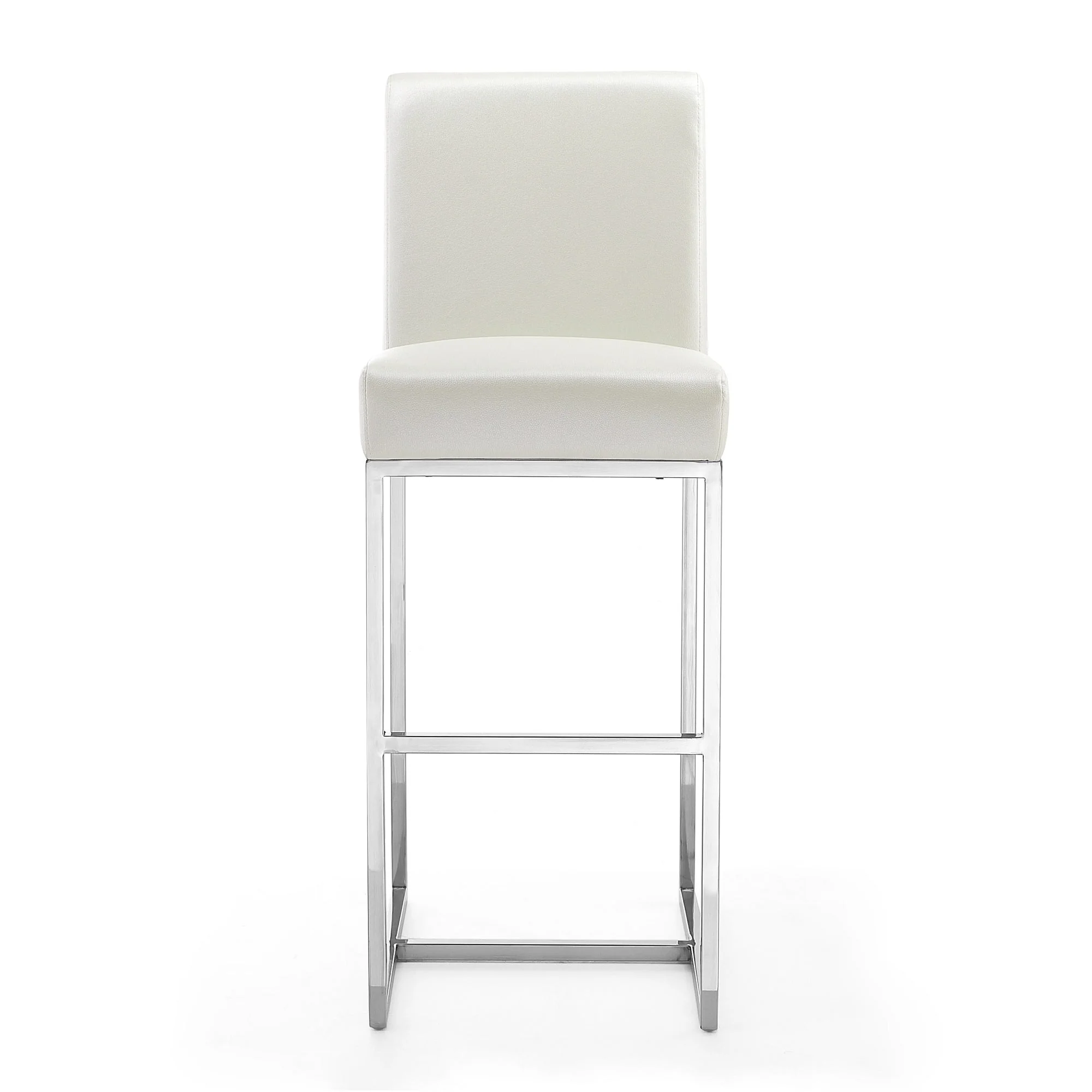 Element Faux Leather Bar Stool in Pearl White and Polished Chrome (set of 2) - Image 5