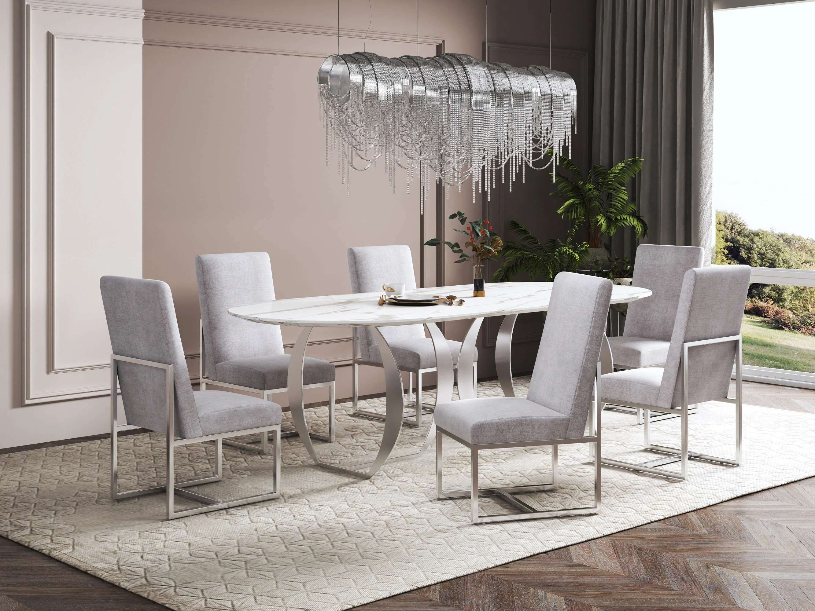 Element Velvet Dining Chair in Grey - Image 8