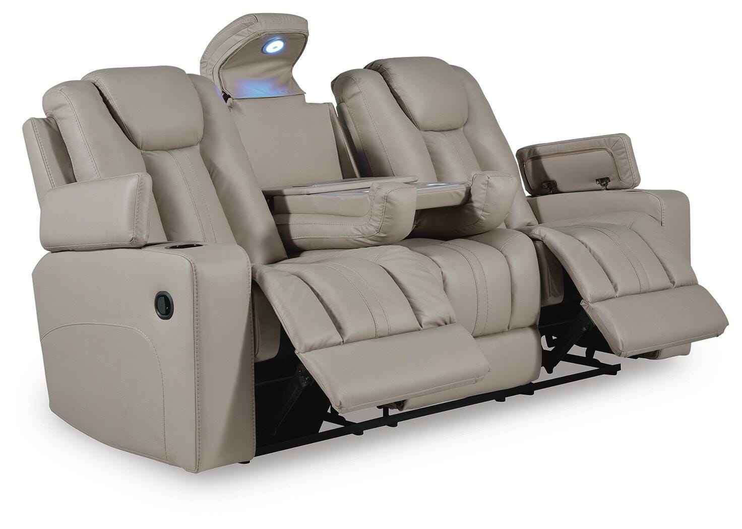 Elevate Edges Coin Reclining Sofa with Drop Down Table - Image 3