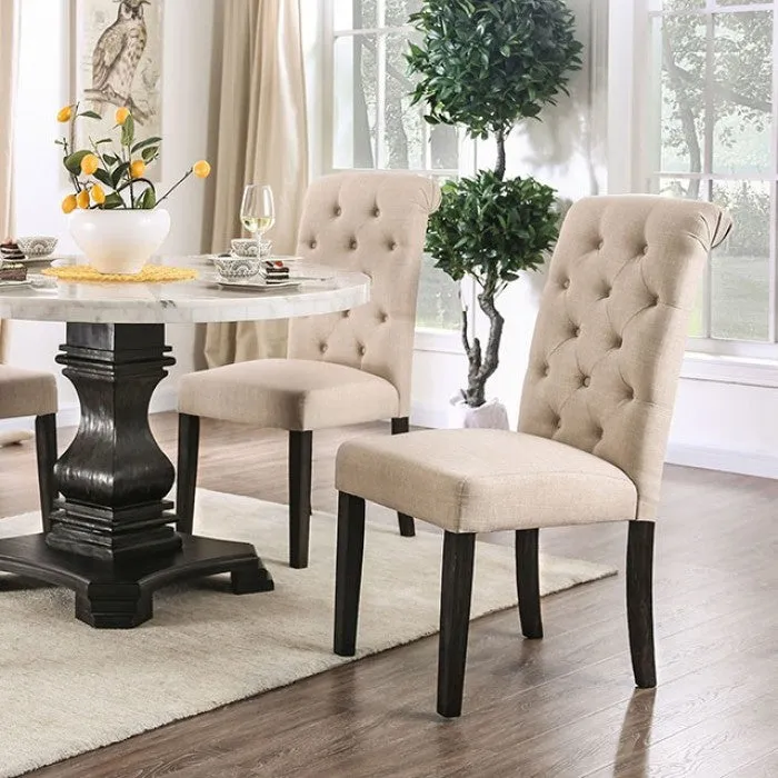 Elfredo Rustic White/Antique Black Round 5-Piece Dining Table Set - Image 3