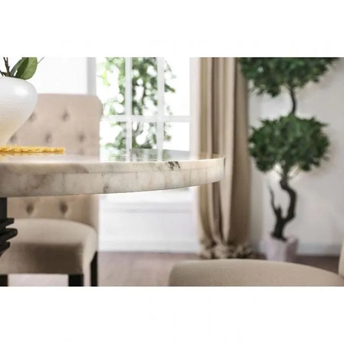 Elfredo Rustic White/Antique Black Round 5-Piece Dining Table Set - Image 4