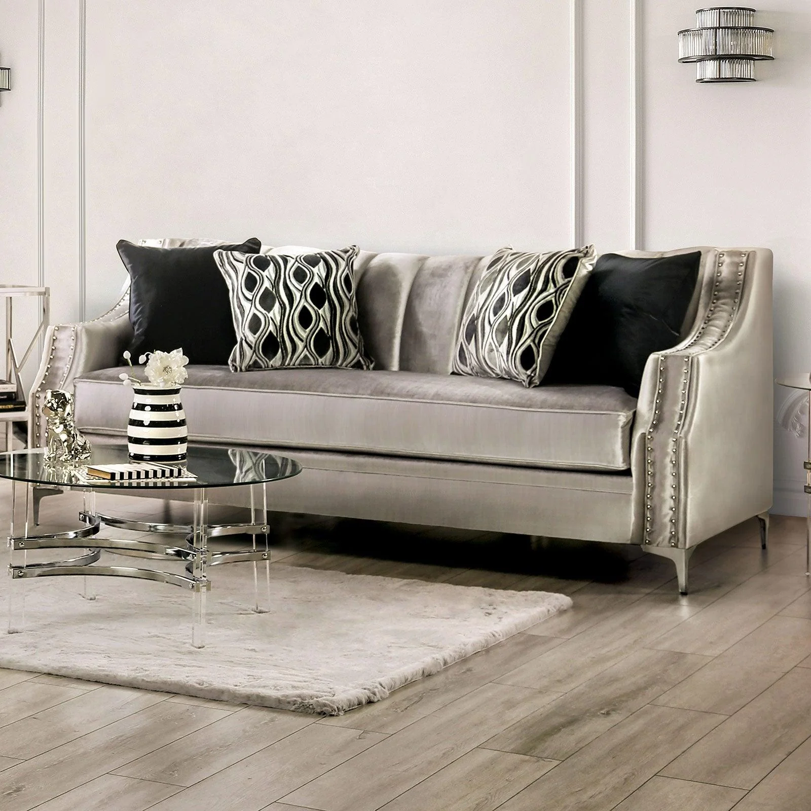 Elicia Silver/Black Sofa