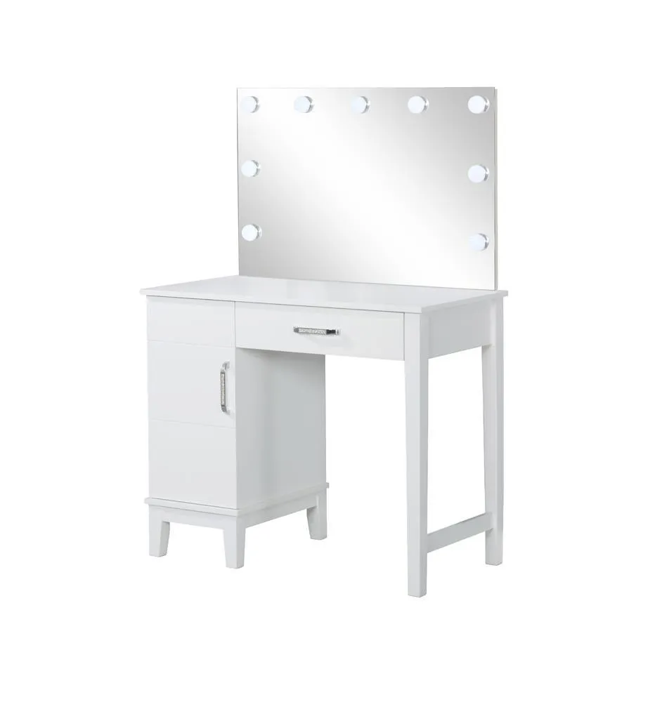 Elijah Whiteand Dark Gray Vanity Set with LED Lights - Image 2