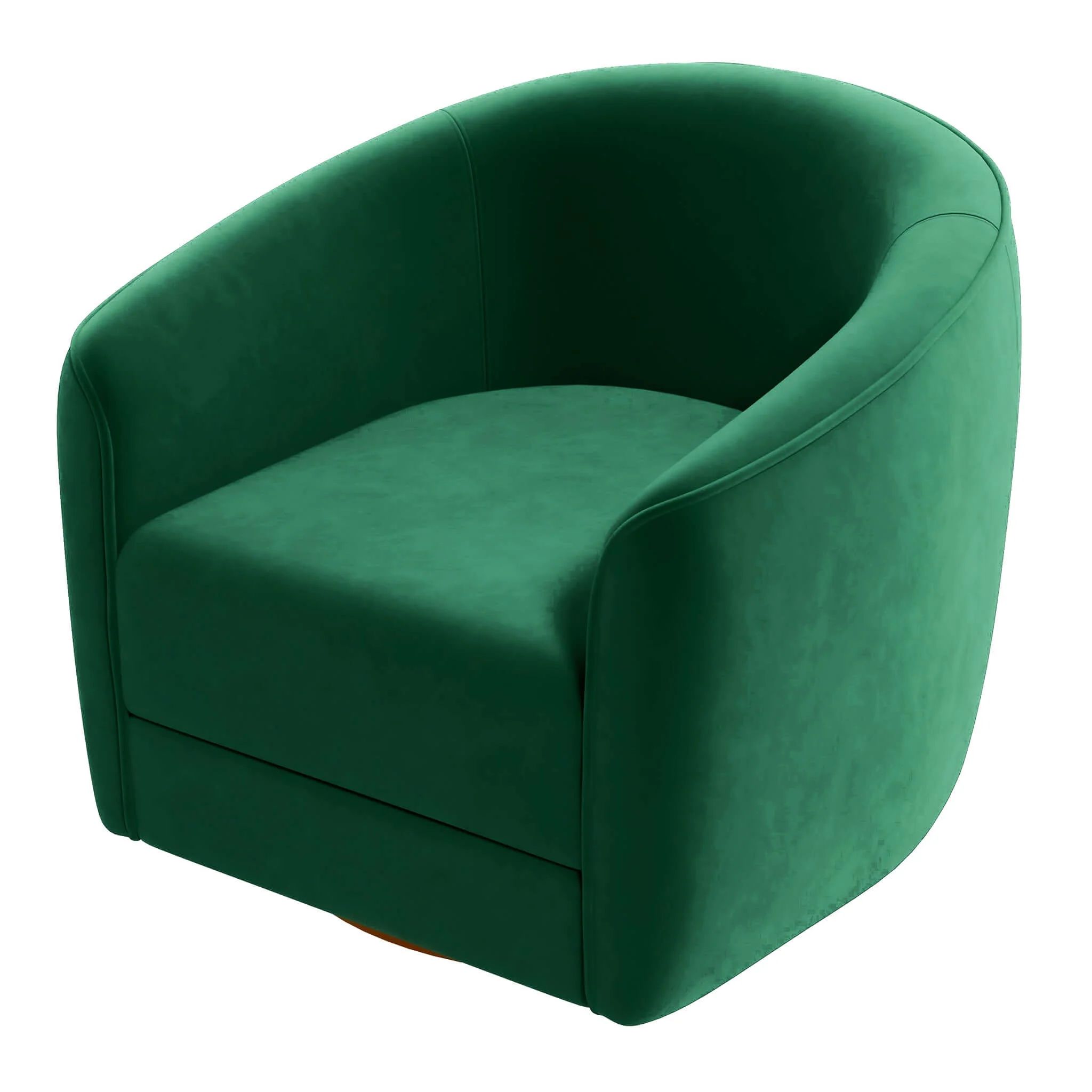 Elise Mid Century Modern Dark Green Velvet Swivel Chair - Image 2
