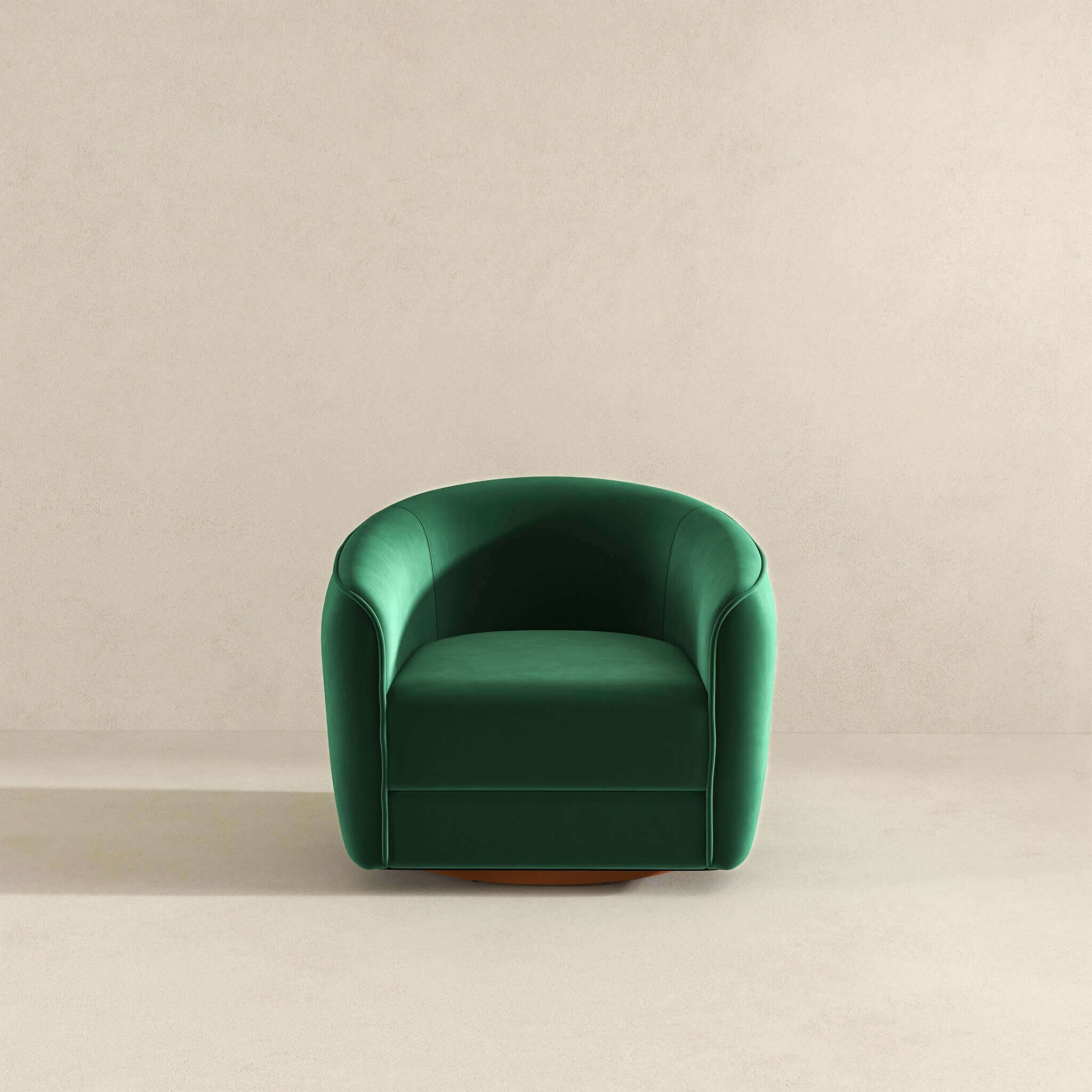 Elise Mid Century Modern Dark Green Velvet Swivel Chair - Image 4