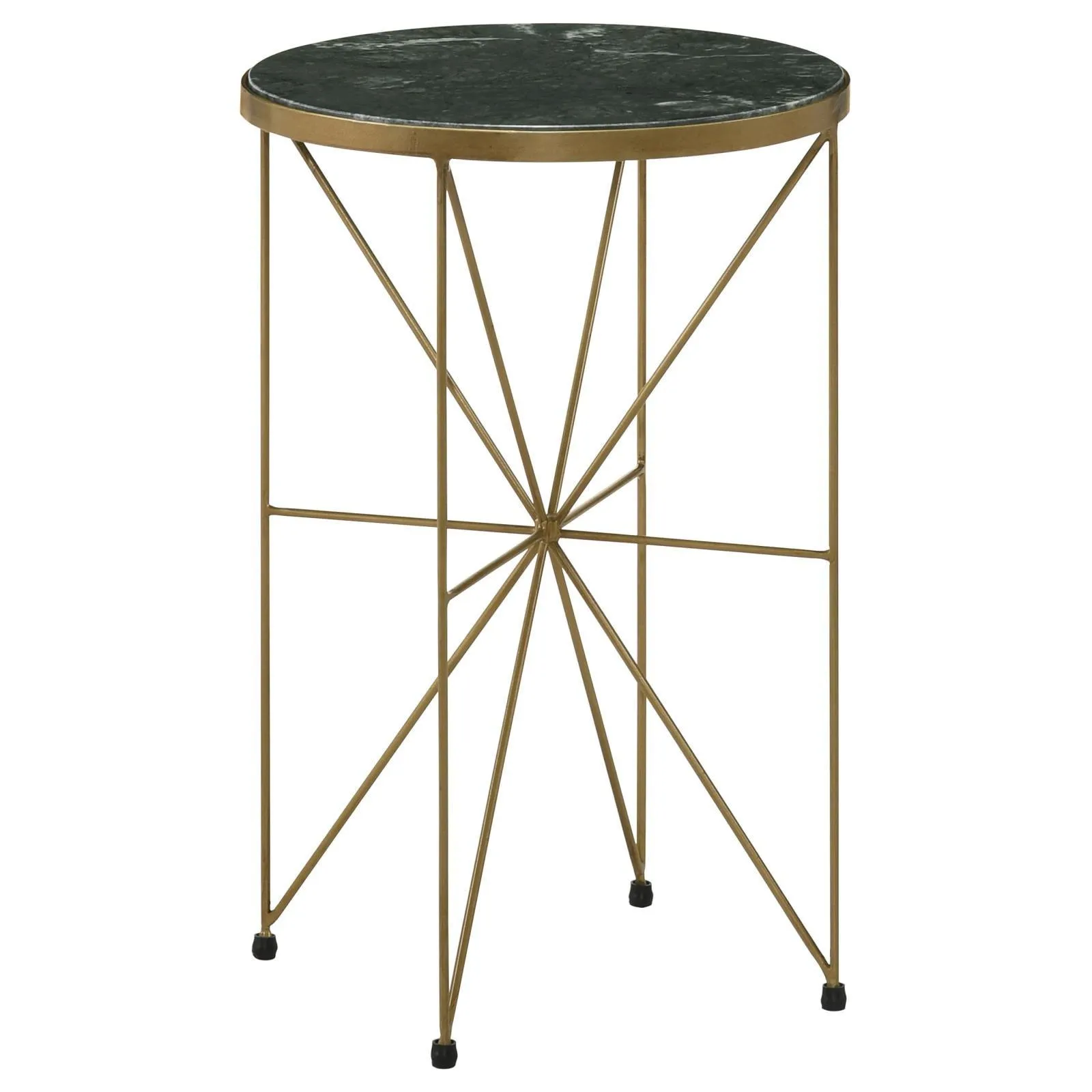 Eliska Green/Antique Gold Round Accent Table with Marble Top - Image 2