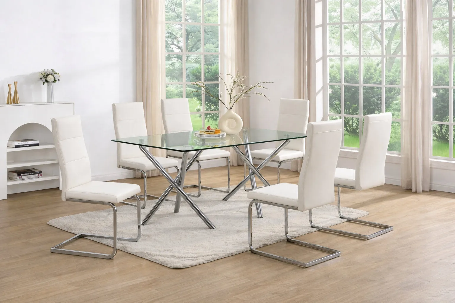 Elite White 7-Piece Dining Room Set