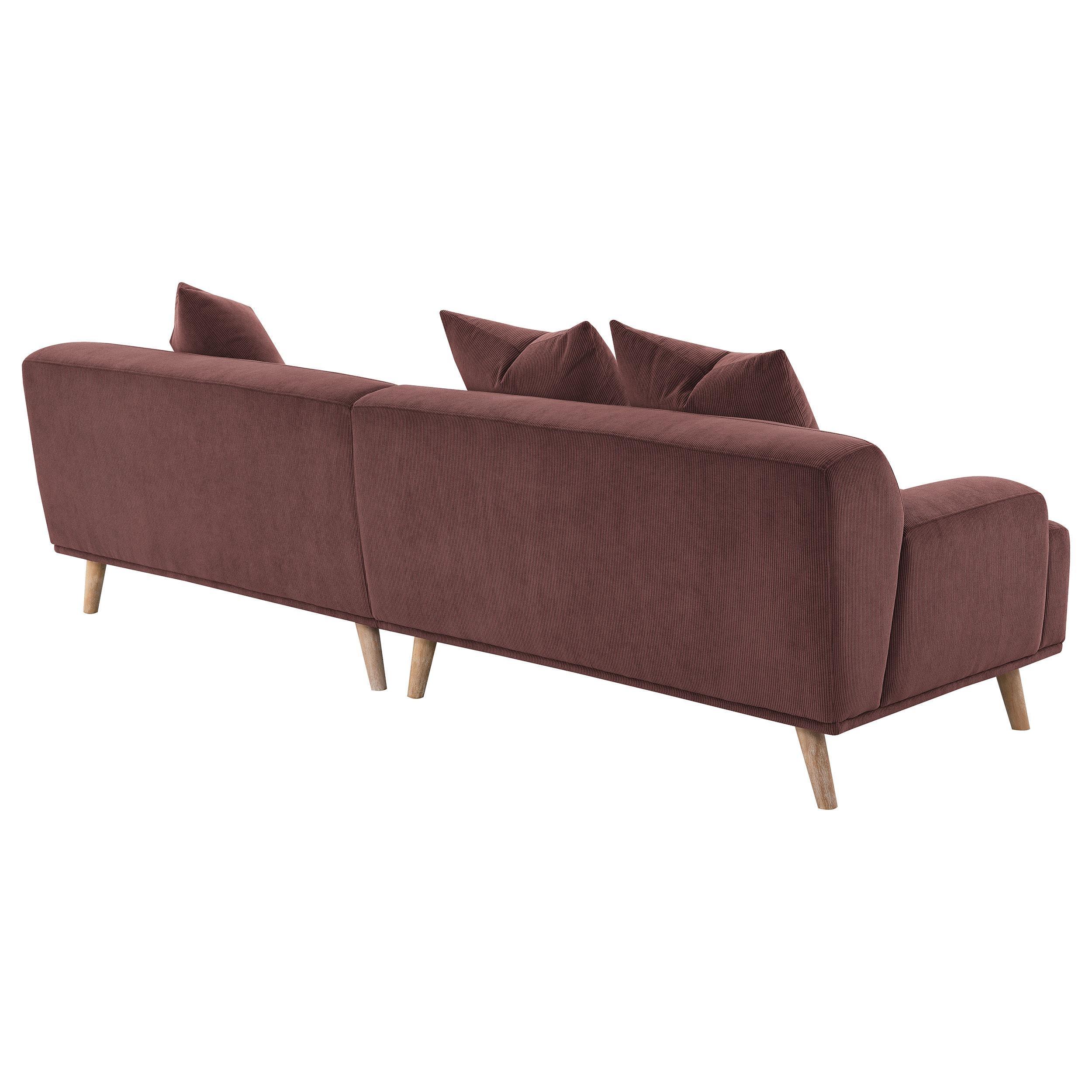 Elizabeth Wine Red Corduroy Upholstered Extra Long Sofa - Image 8