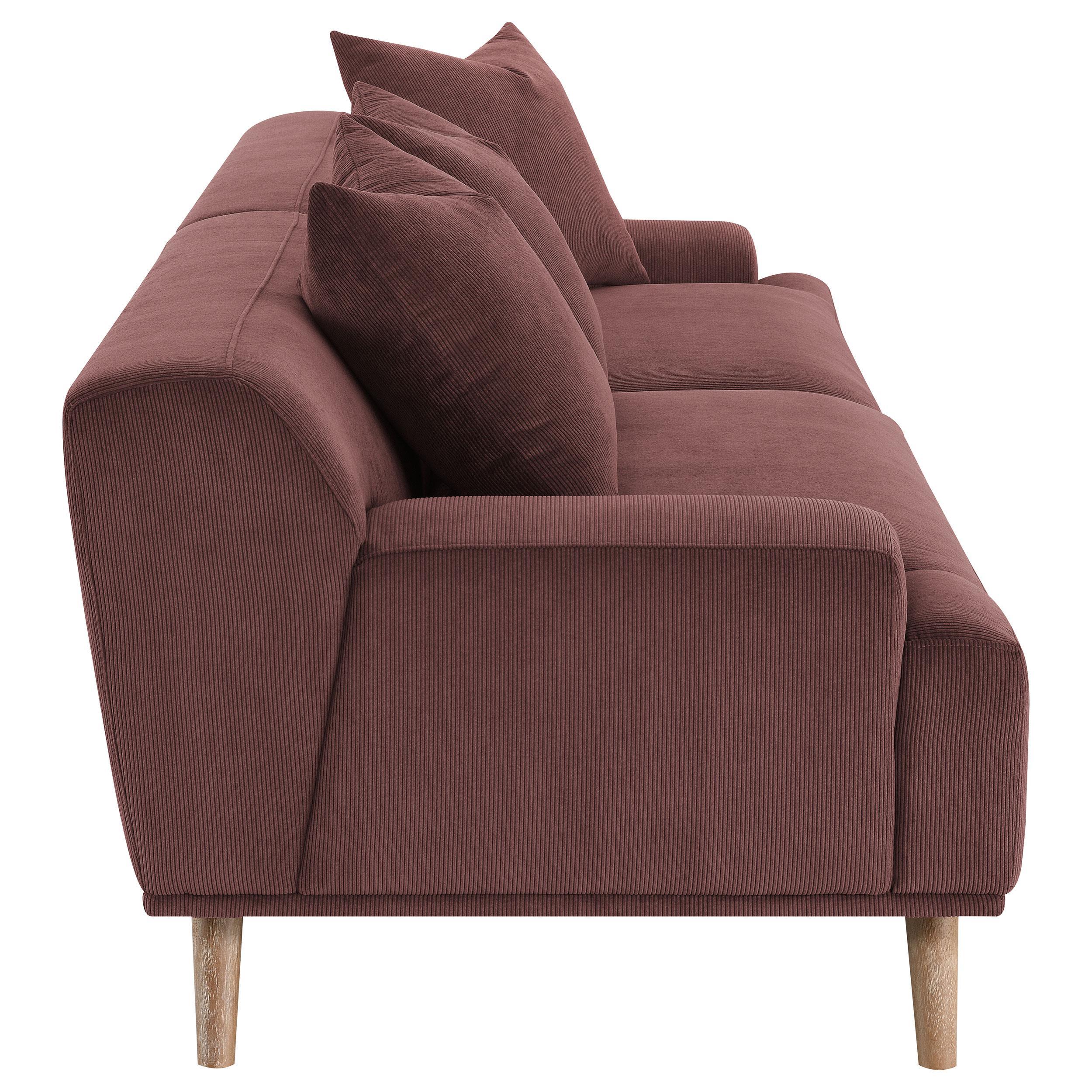 Elizabeth Wine Red Corduroy Upholstered Extra Long Sofa - Image 9