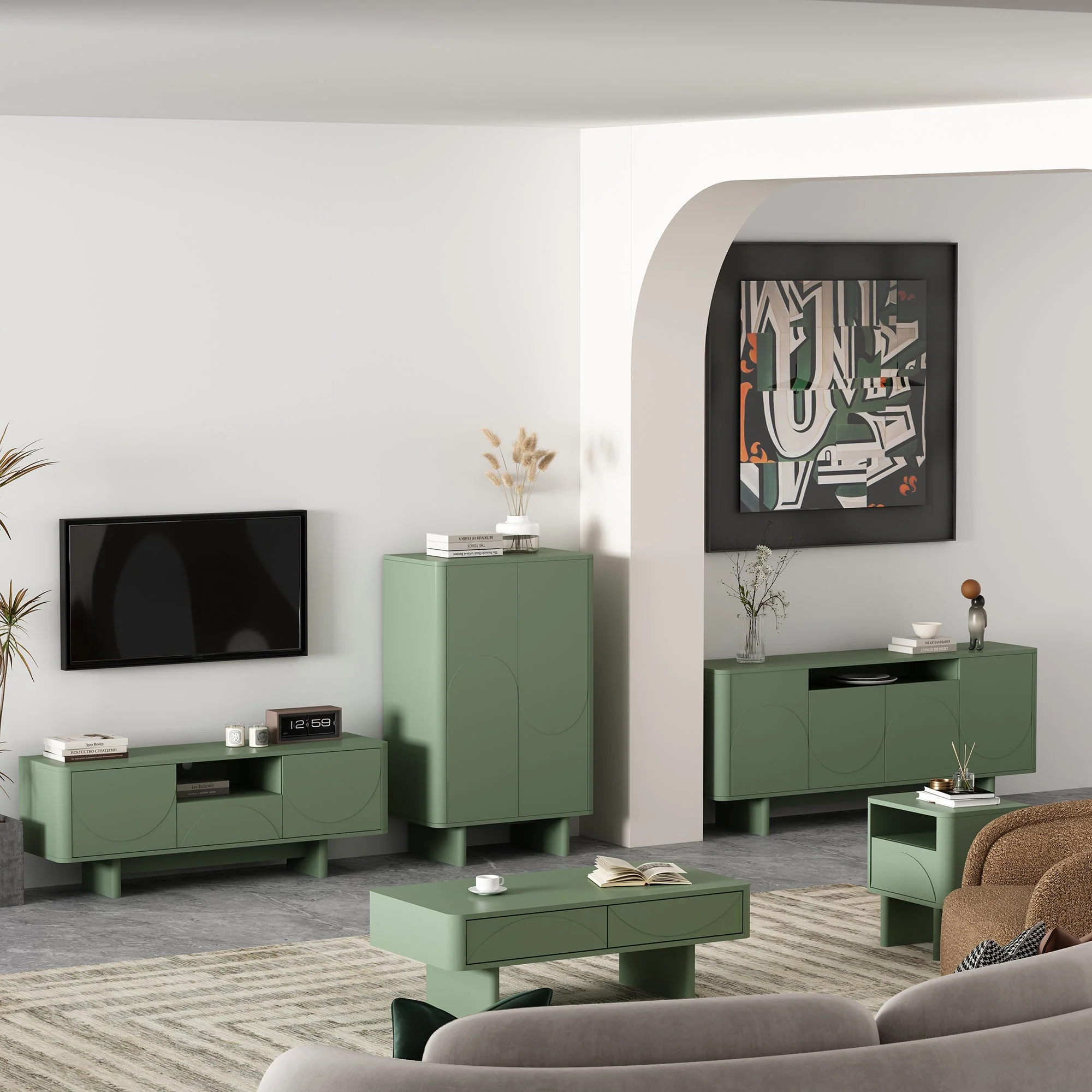 Ella 47.2" Coffee Table in Sage Green - Image 11