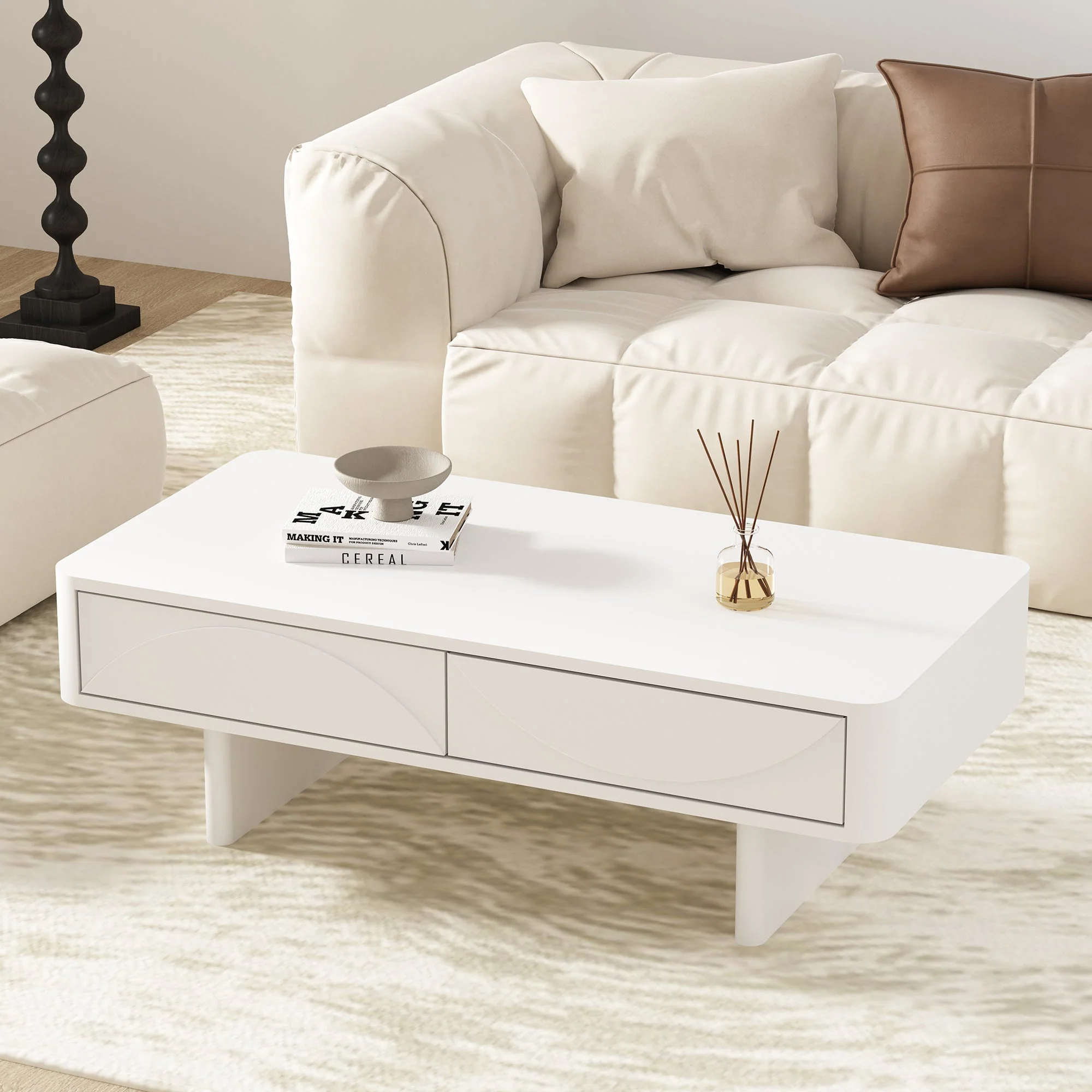 Ella 47.2" Coffee Table in White - Image 2