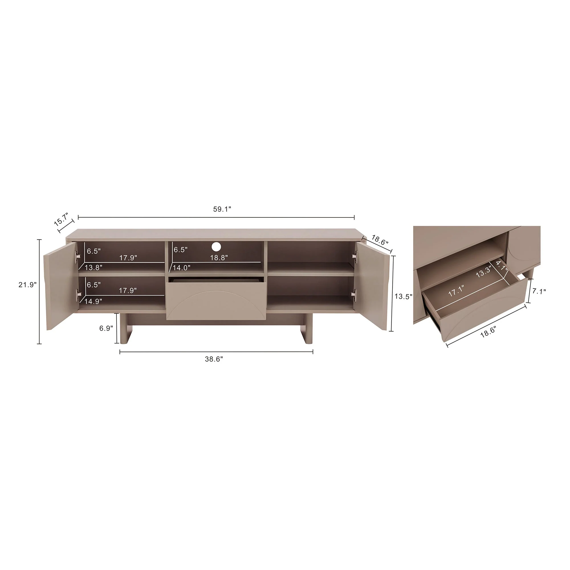 Ella 59" TV Stand in Mocha - Image 3