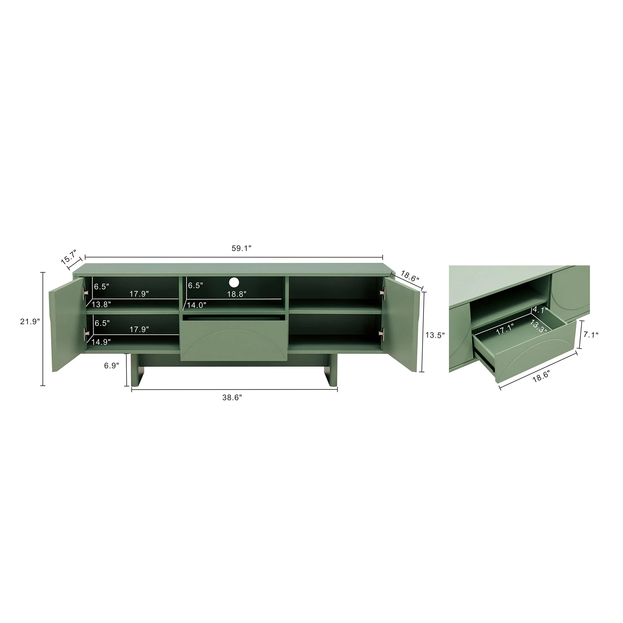 Ella 59" TV Stand in Sage Green - Image 3