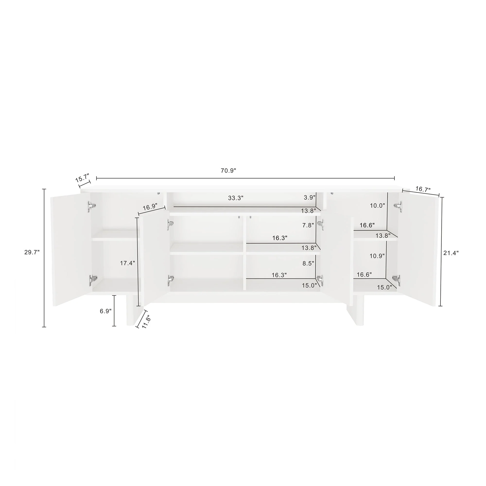 Ella 70.86" Sideboard in White - Image 3