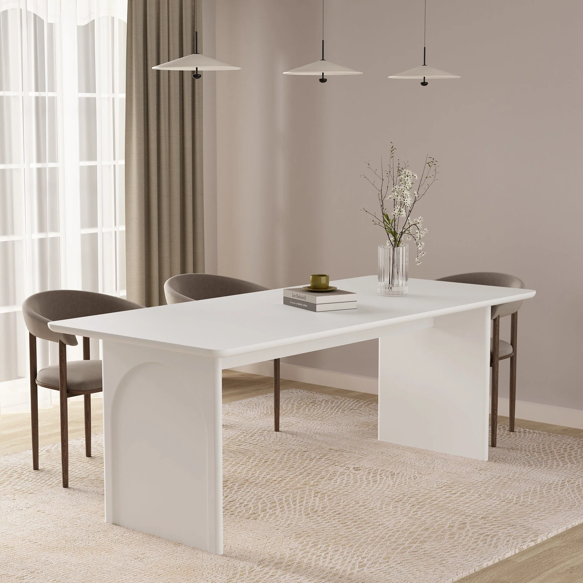 Ella 78.7" Dining Table in White - Image 2