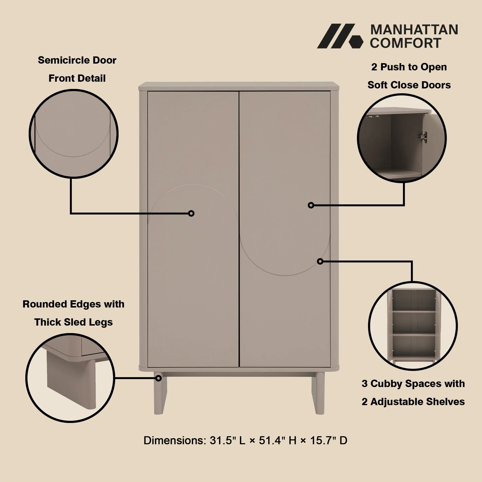Ella Accent Cabinet in Mocha - Image 4