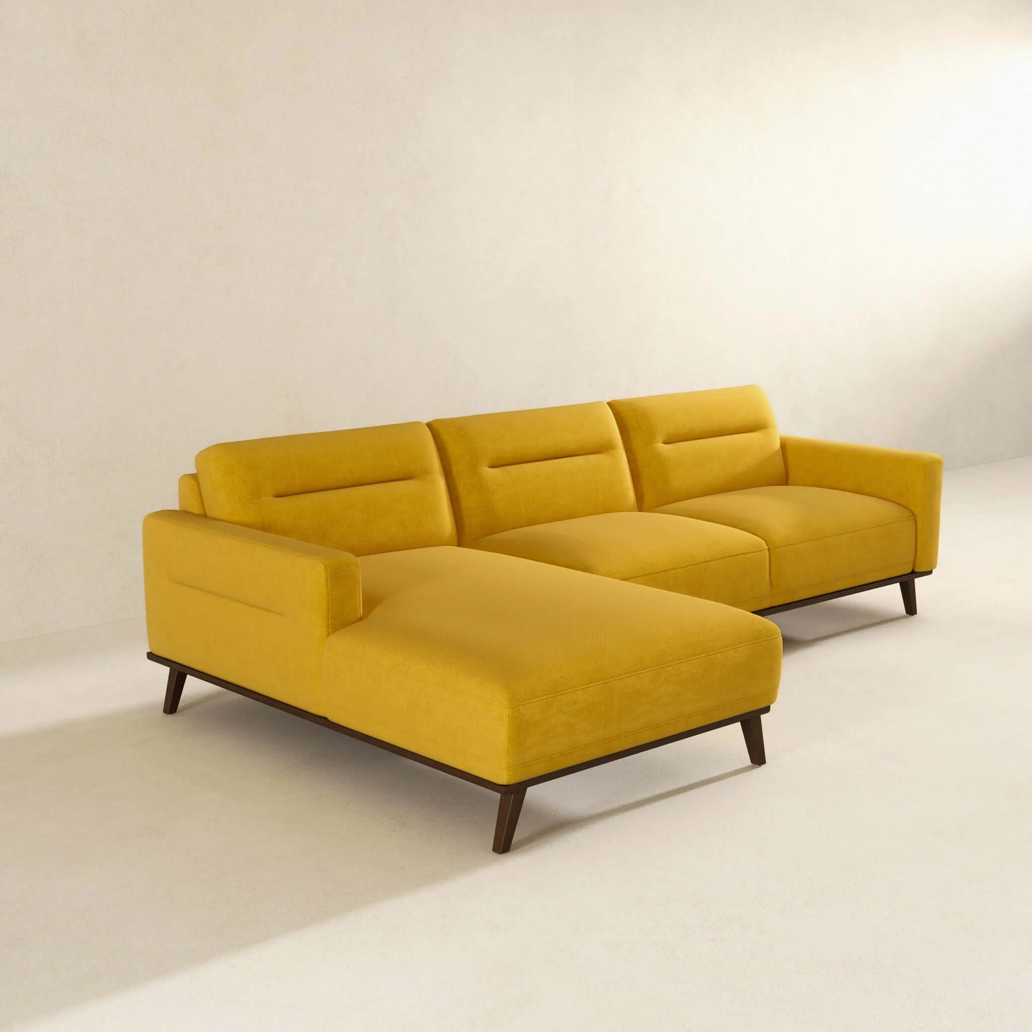 Ella L-Shaped Dark Yellow Linen Left Sectional Couch - Image 3