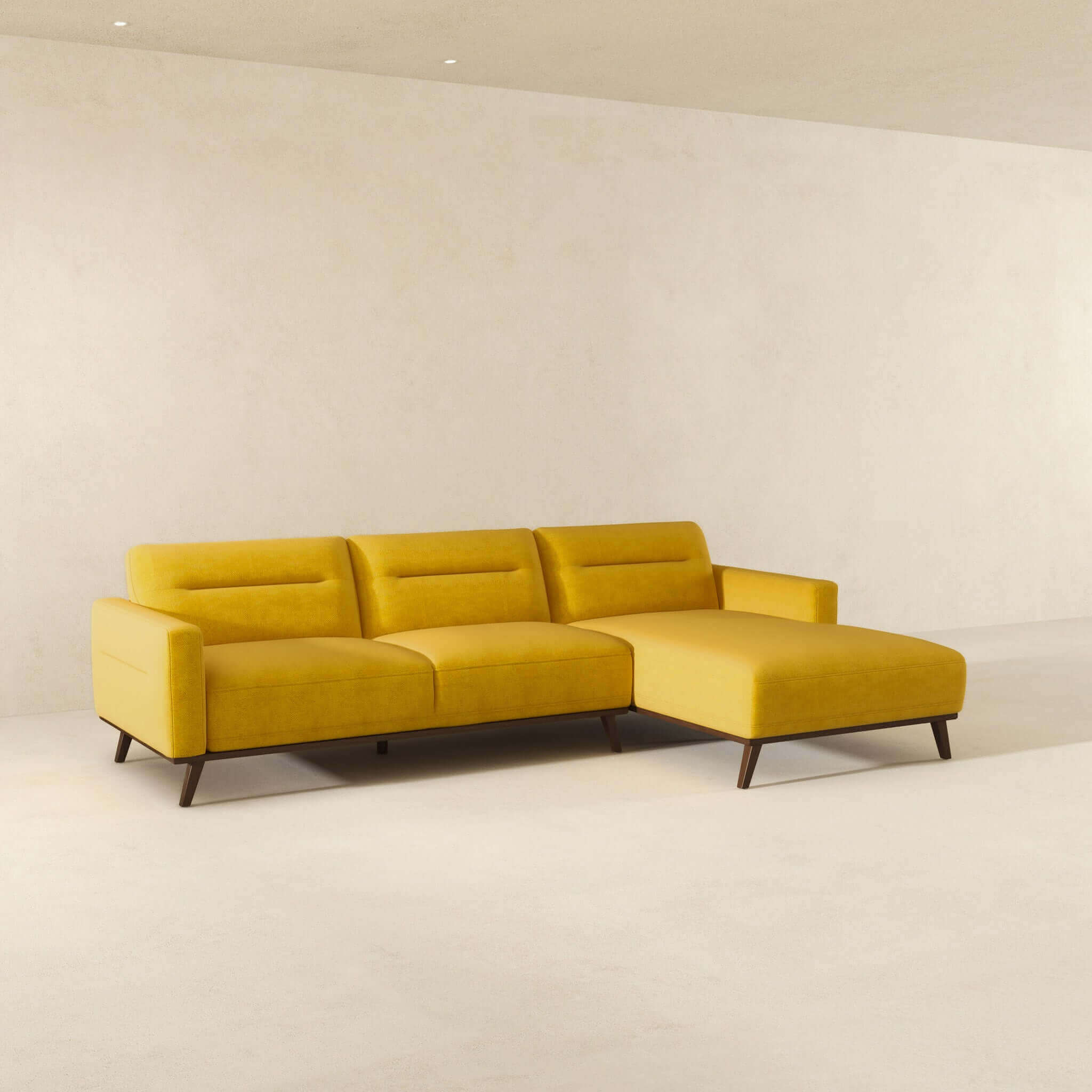 Ella L-Shaped Dark Yellow Linen Left Sectional Couch - Image 4