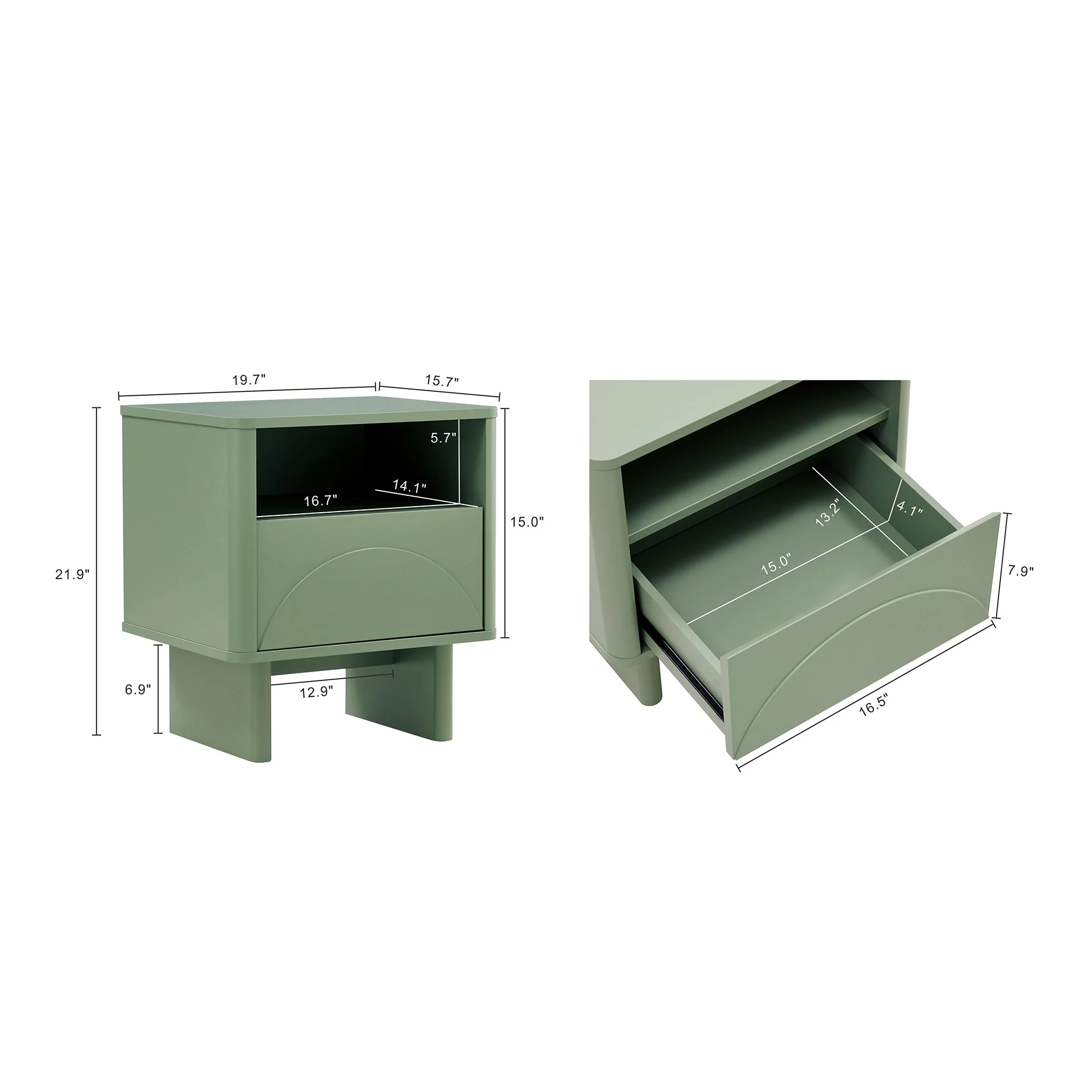 Ella Nightstand in Sage Green (set of 2) - Image 3