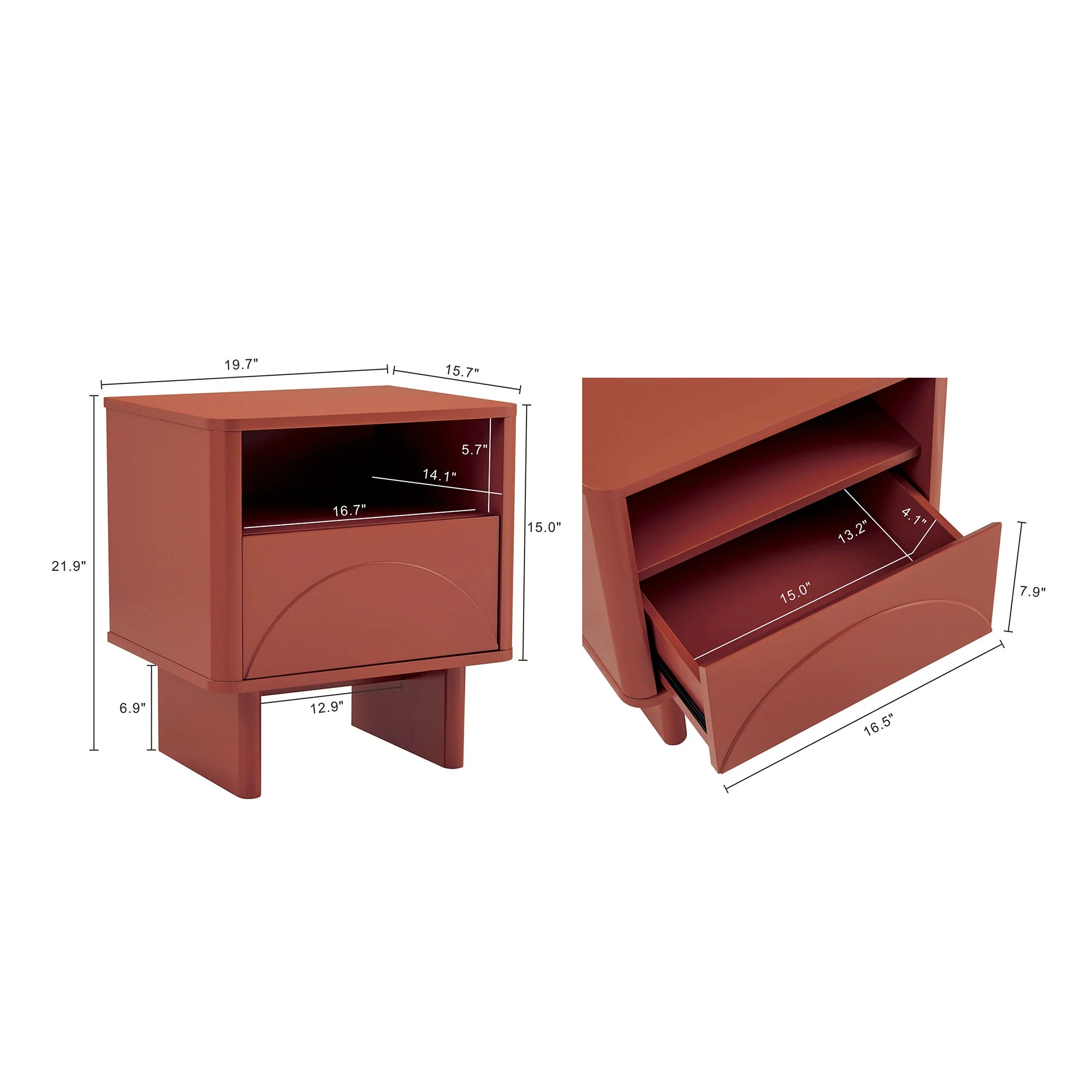 Ella Nightstand in Terracotta - Image 3