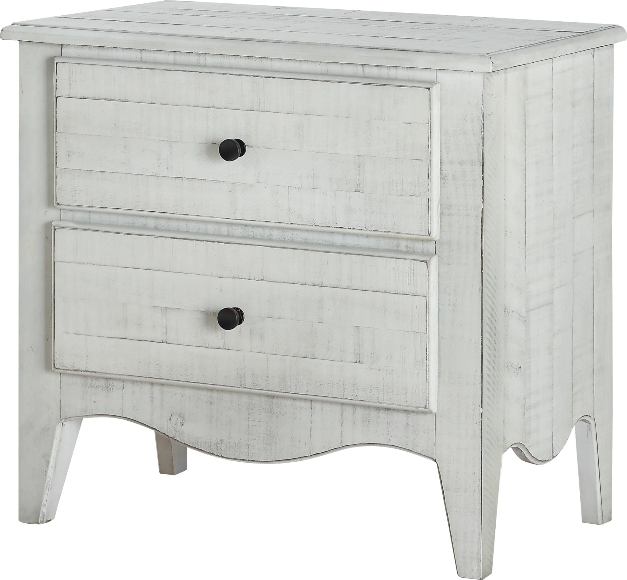 Ella White Wash Solid Wood Two Drawer Nightstand - Image 4
