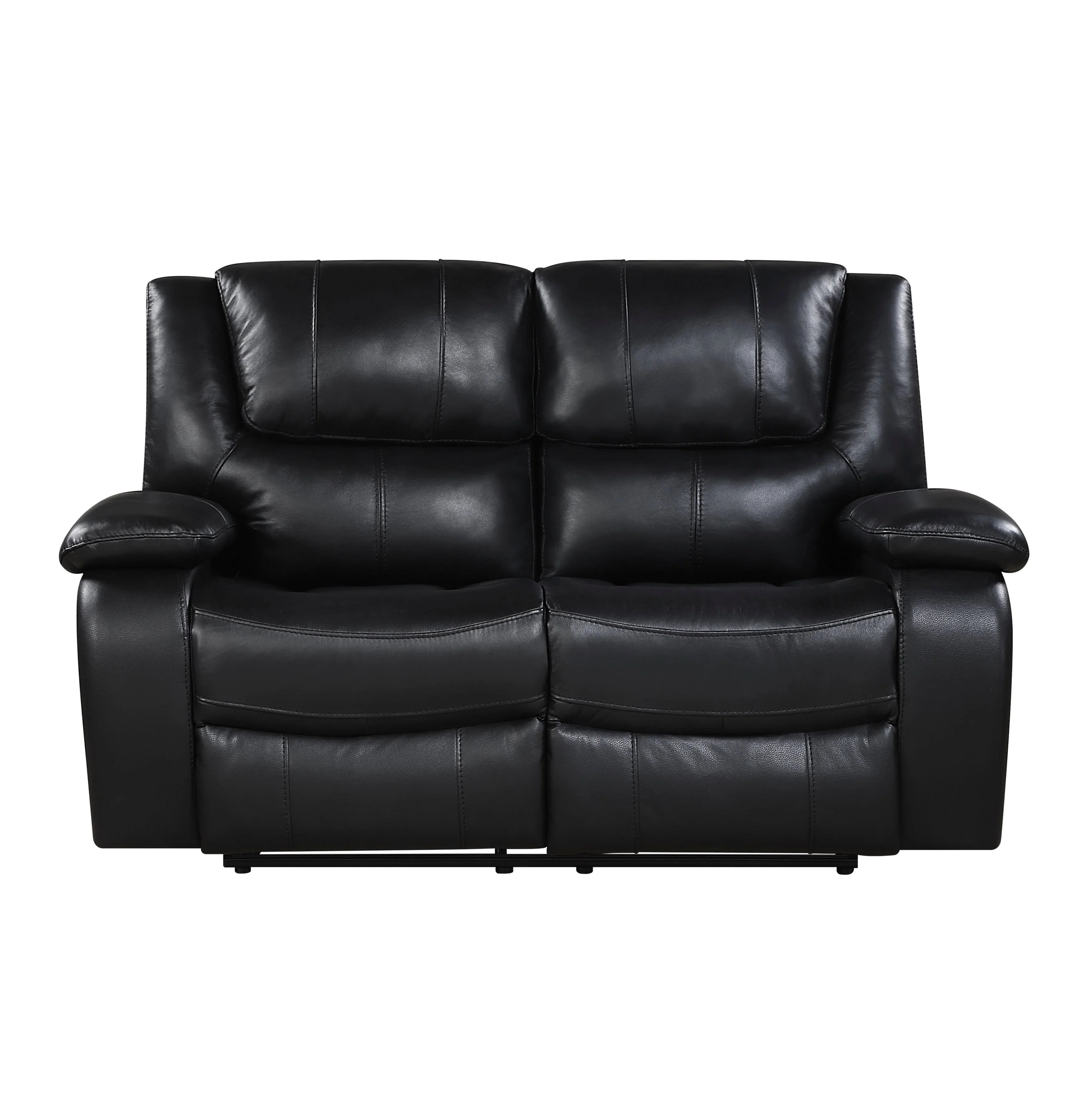 Ellicott Black Genuine Leather Double Reclining Living Room Set - Image 6
