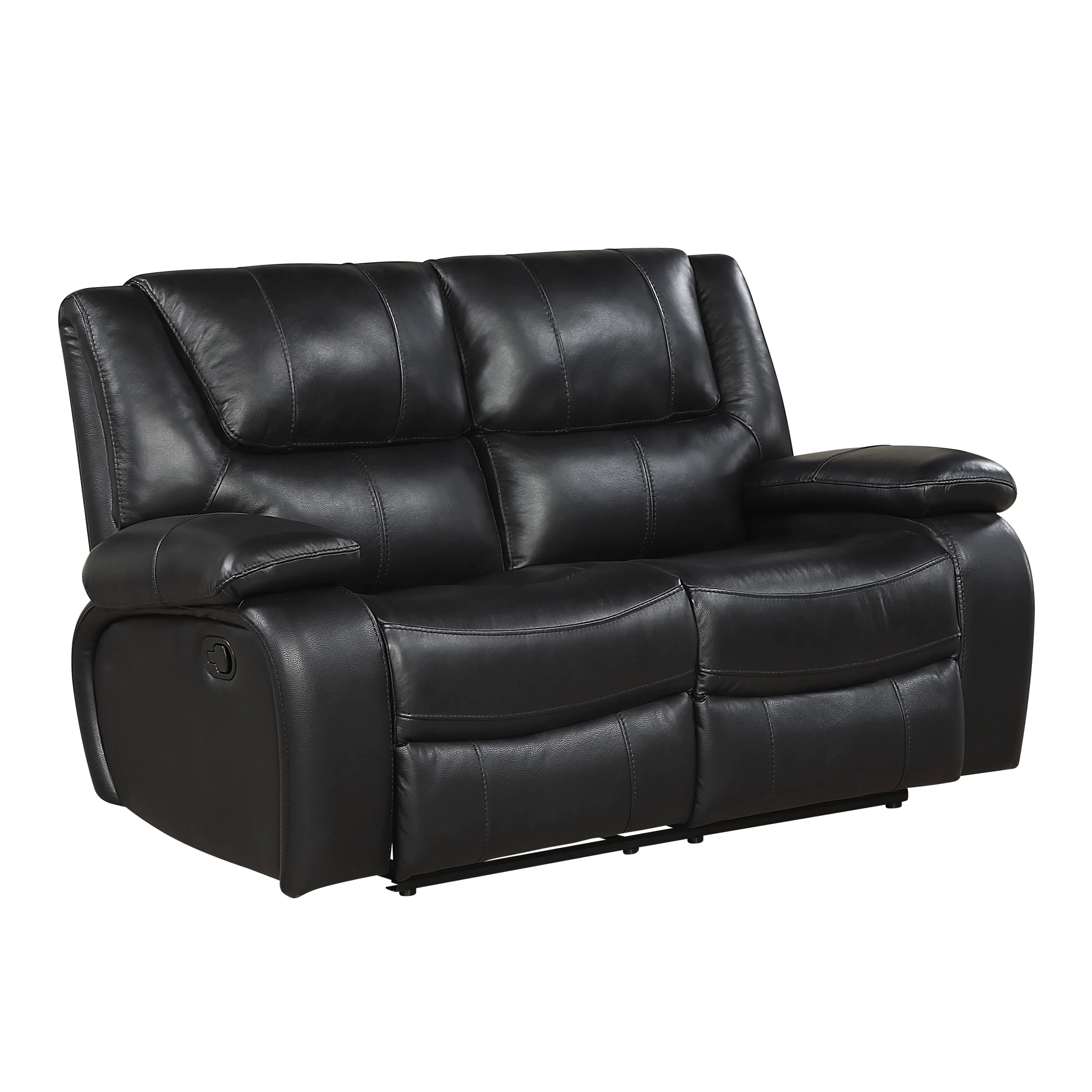 Ellicott Black Genuine Leather Double Reclining Living Room Set - Image 7