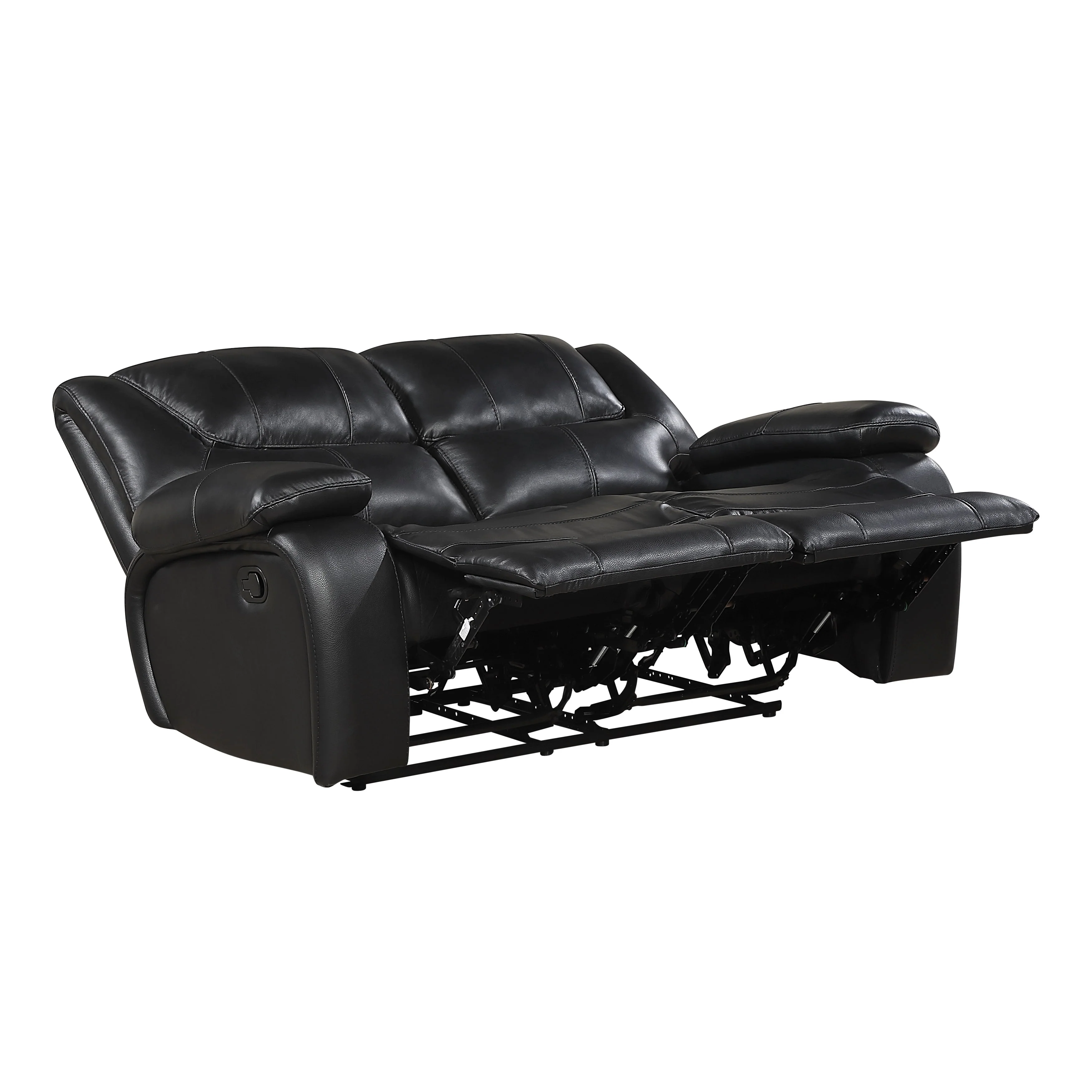 Ellicott Black Genuine Leather Double Reclining Love Seat - Image 4