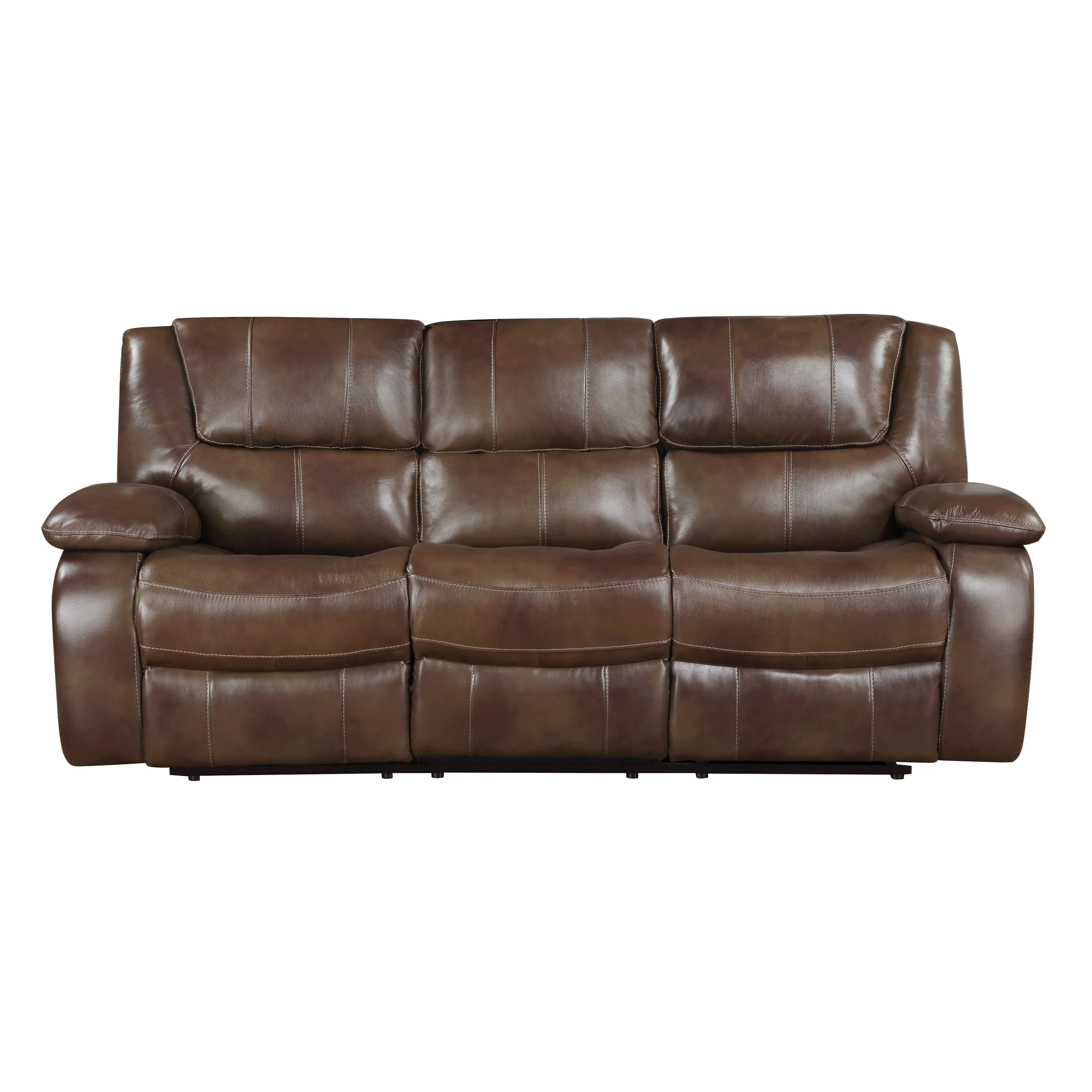 Ellicott Brown Leather Double Reclining Living Room Set - Image 3