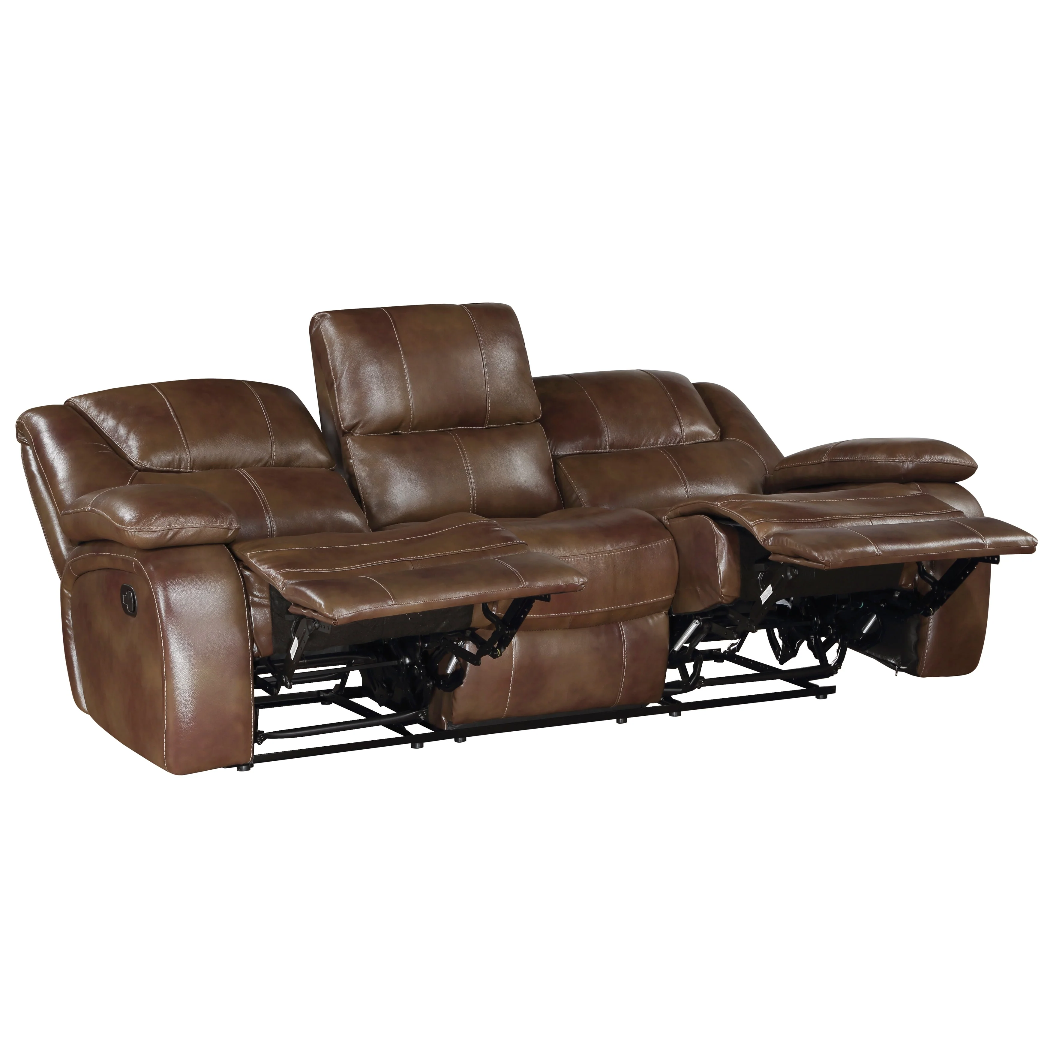 Ellicott Brown Leather Double Reclining Sofa - Image 5