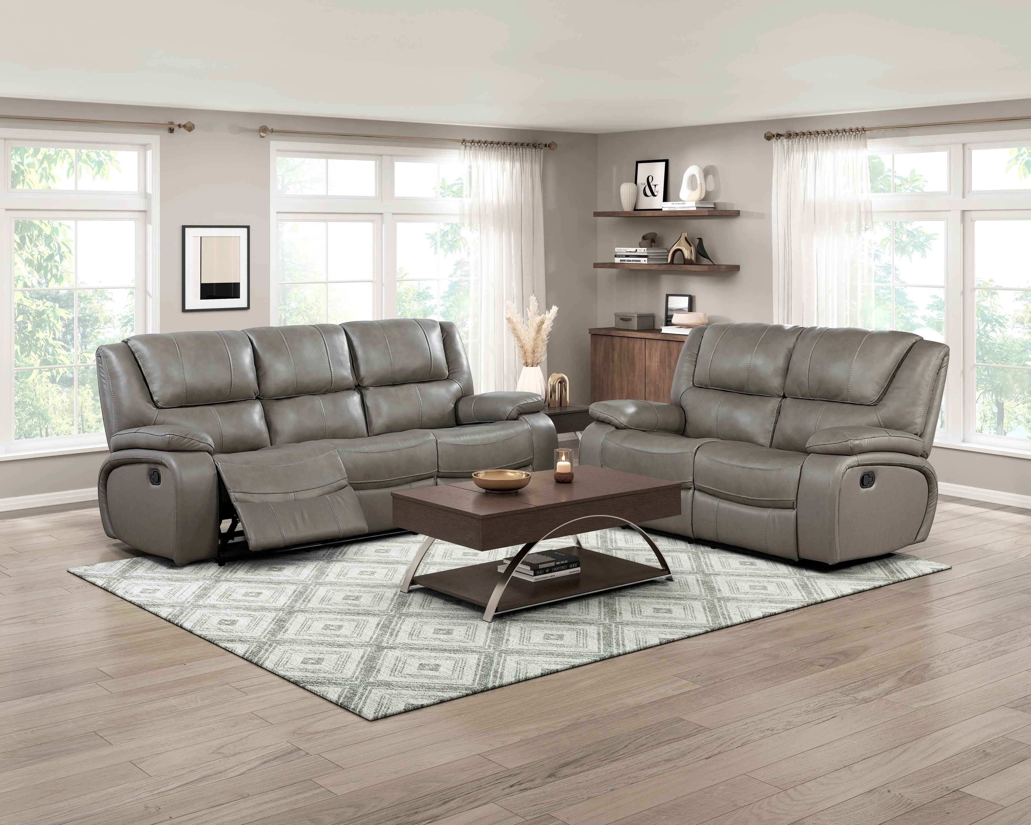 Ellicott Gray Double Reclining Loveseat - Image 5